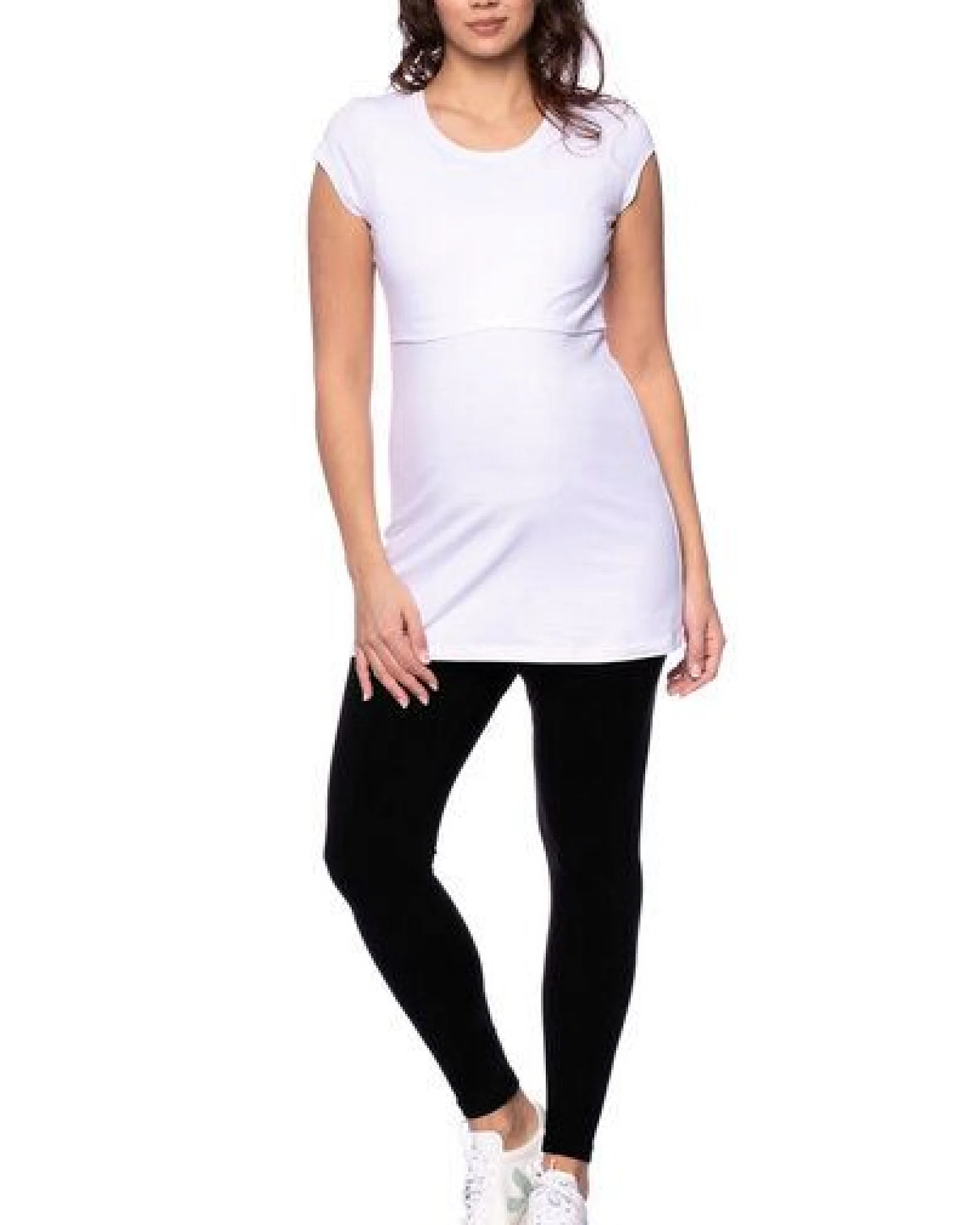 Milchshake 107 BASIC kurzarm Umstands- und Stillshirt extra lang aus Bio Baumwolle – Ansicht 2