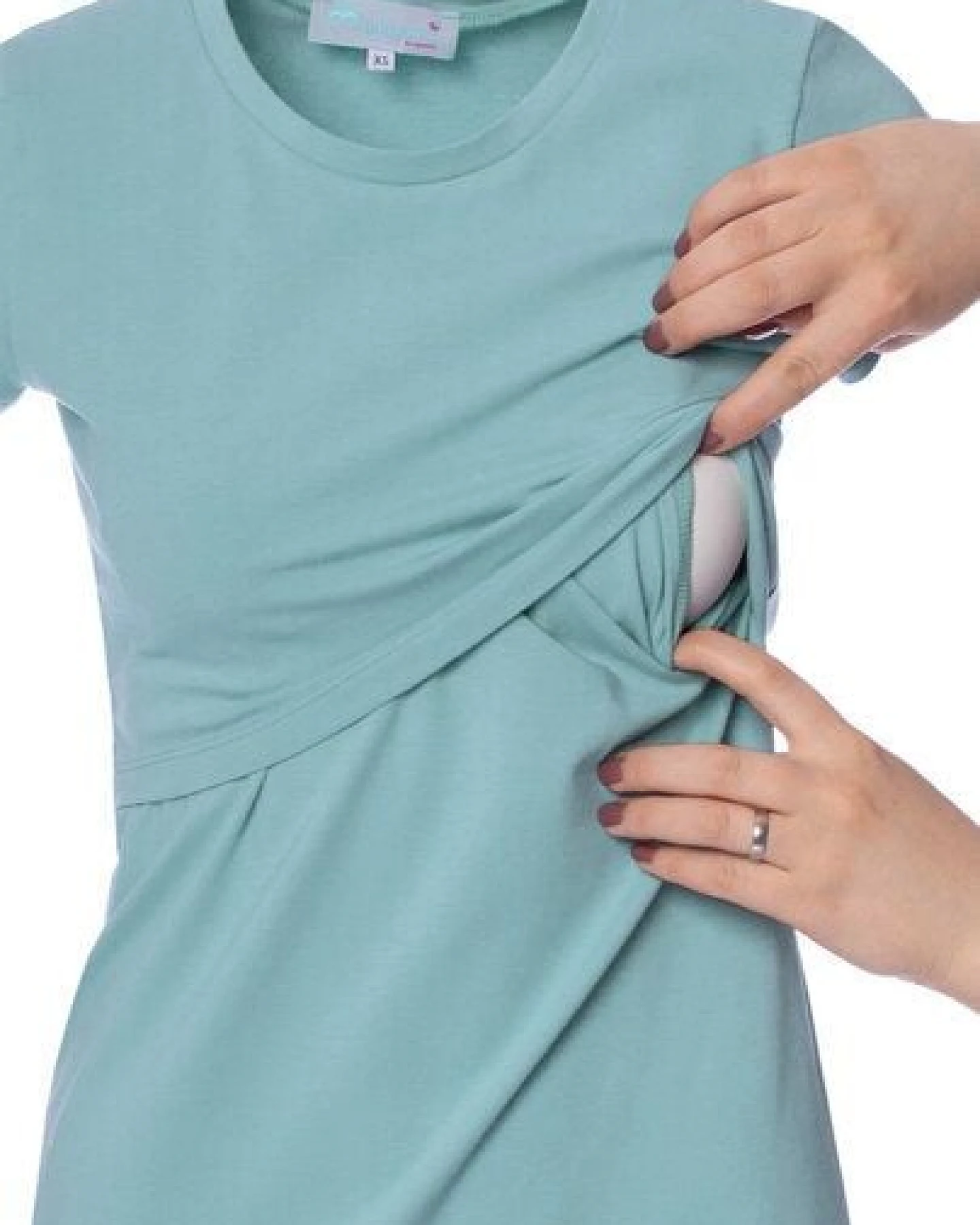 Milchshake 107 BASIC kurzarm Umstands- und Stillshirt extra lang aus Bio Baumwolle – Ansicht 4
