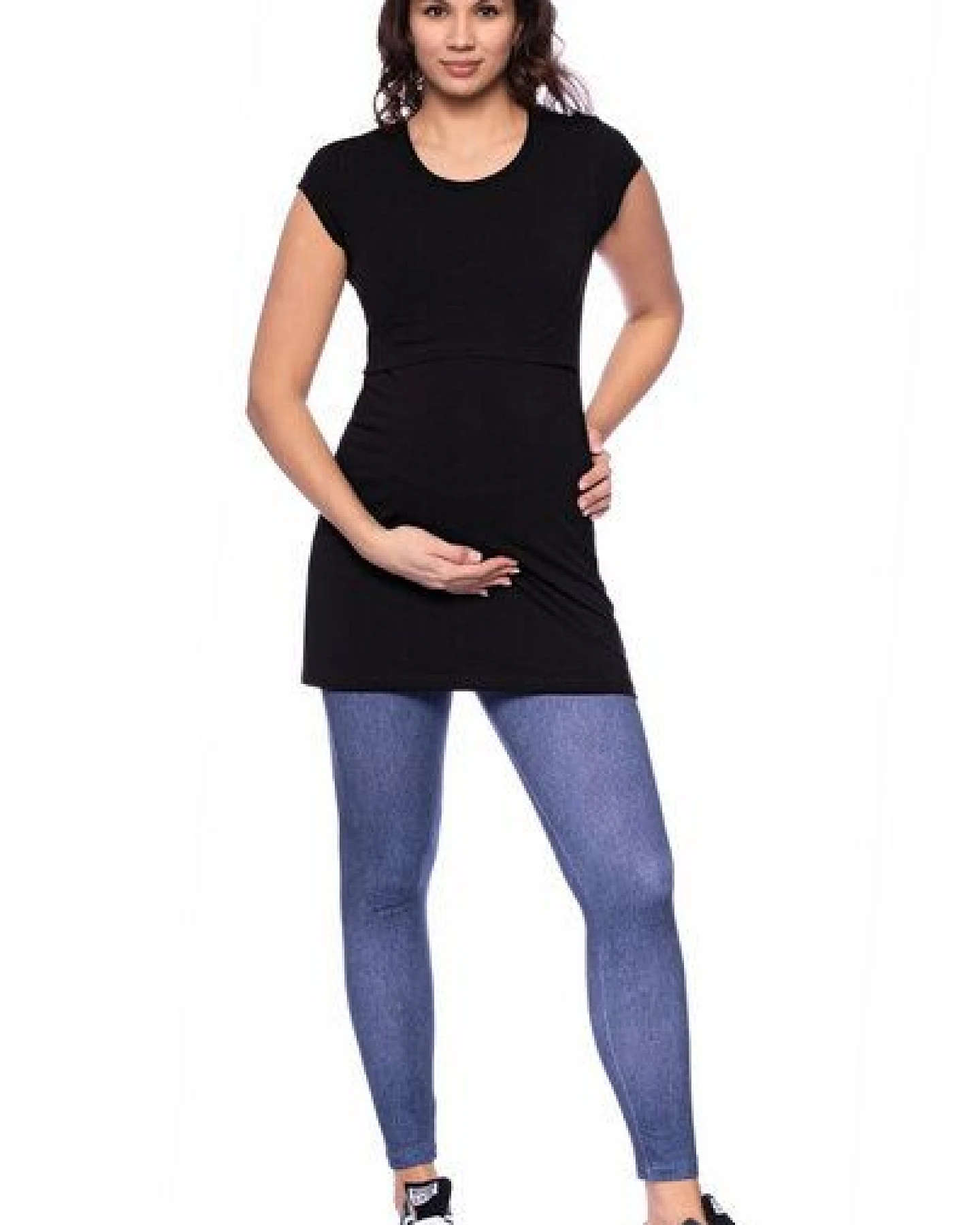 Milchshake 107 BASIC kurzarm Umstands- und Stillshirt extra lang aus Bio Baumwolle – Ansicht 2