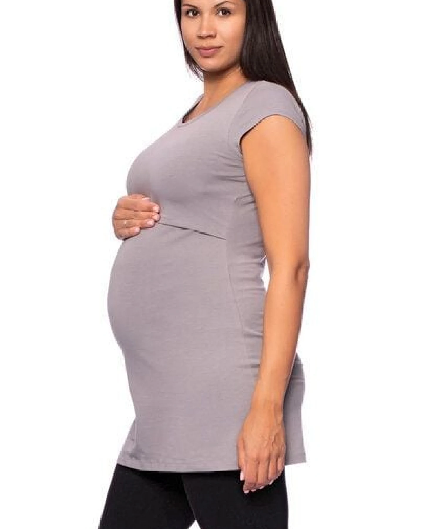 Milchshake 107 BASIC kurzarm Umstands- und Stillshirt extra lang aus Bio Baumwolle – Ansicht 3