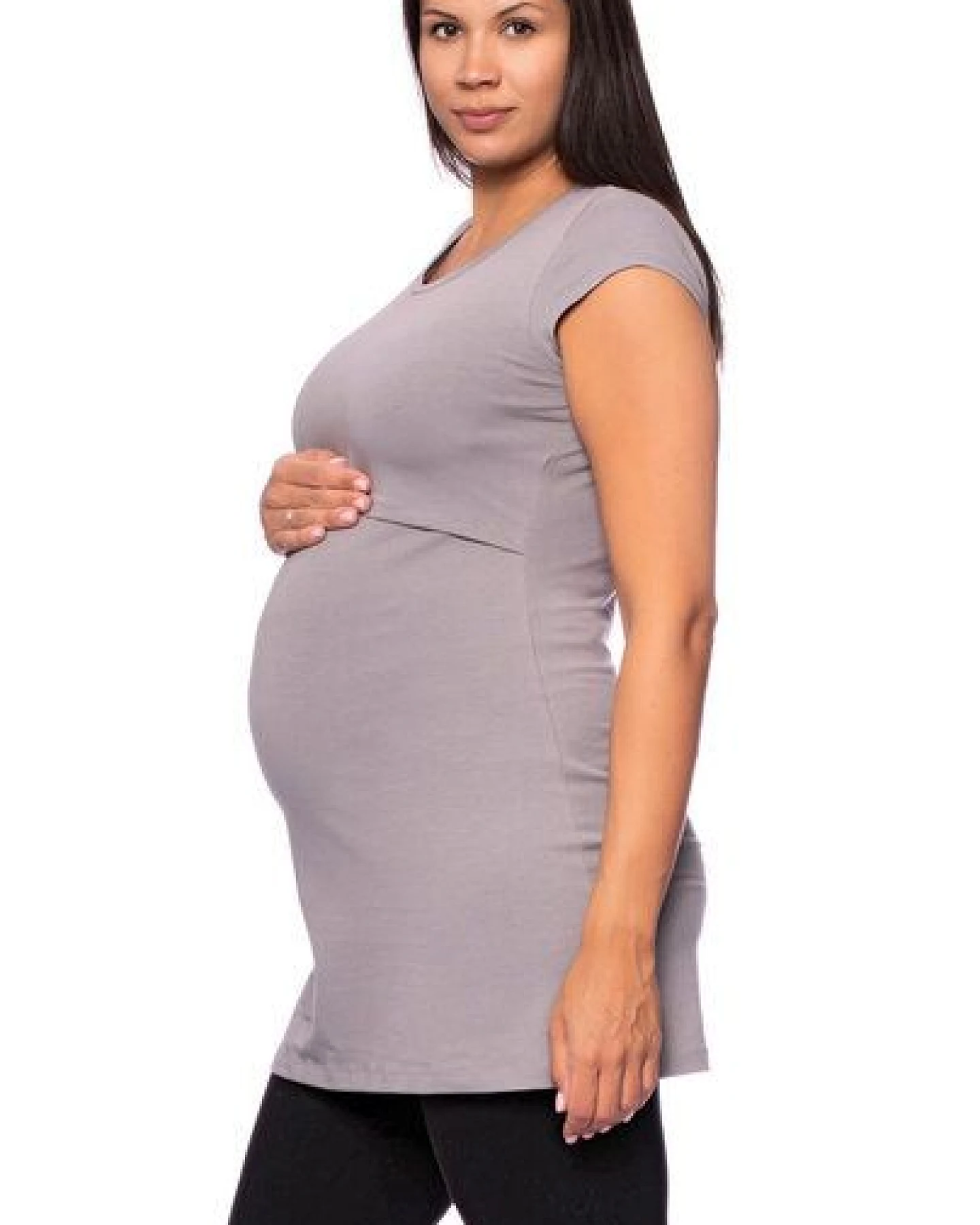 Milchshake 107 BASIC kurzarm Umstands- und Stillshirt extra lang aus Bio Baumwolle – Ansicht 3