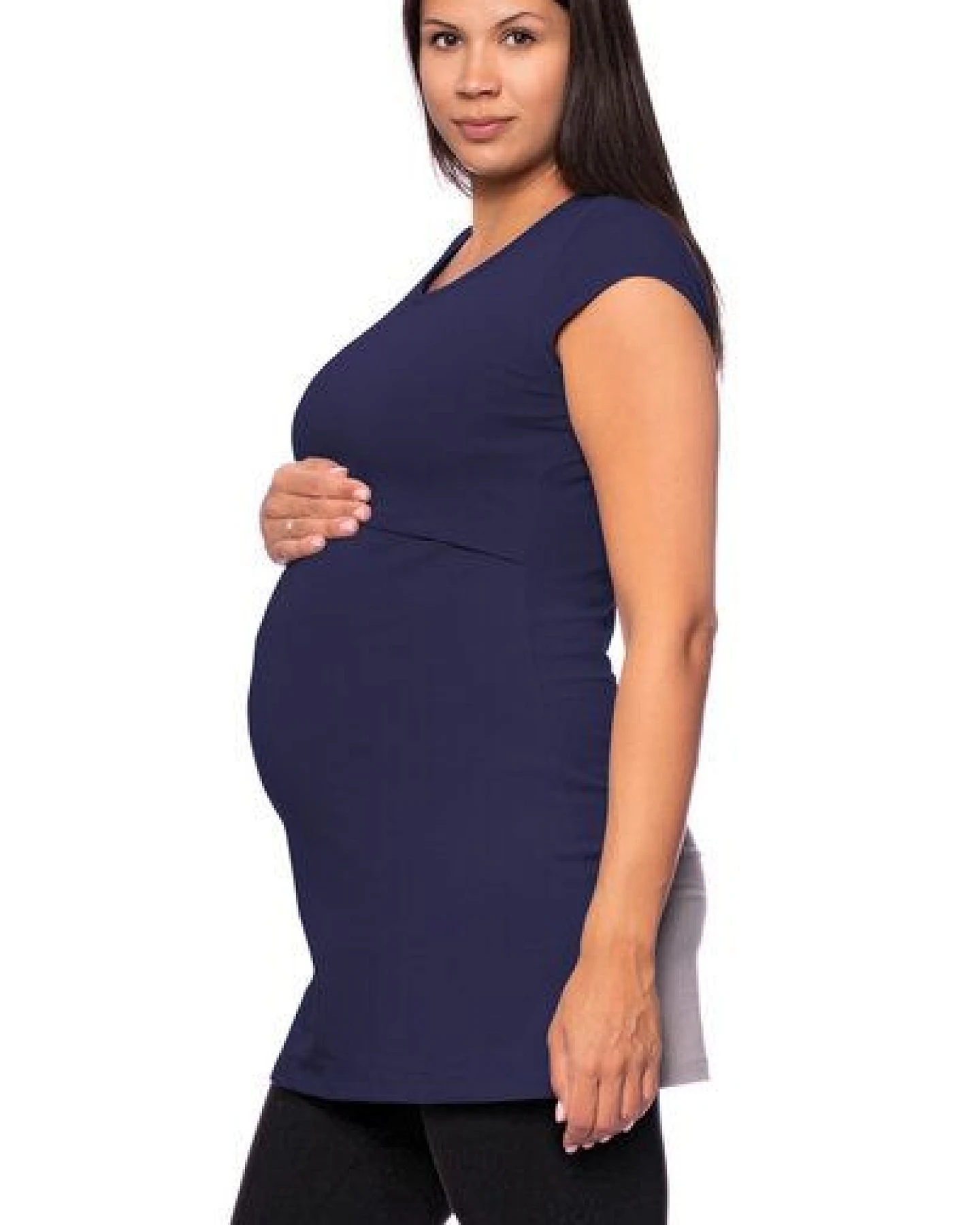 Milchshake 107 BASIC kurzarm Umstands- und Stillshirt extra lang aus Bio Baumwolle – Ansicht 3