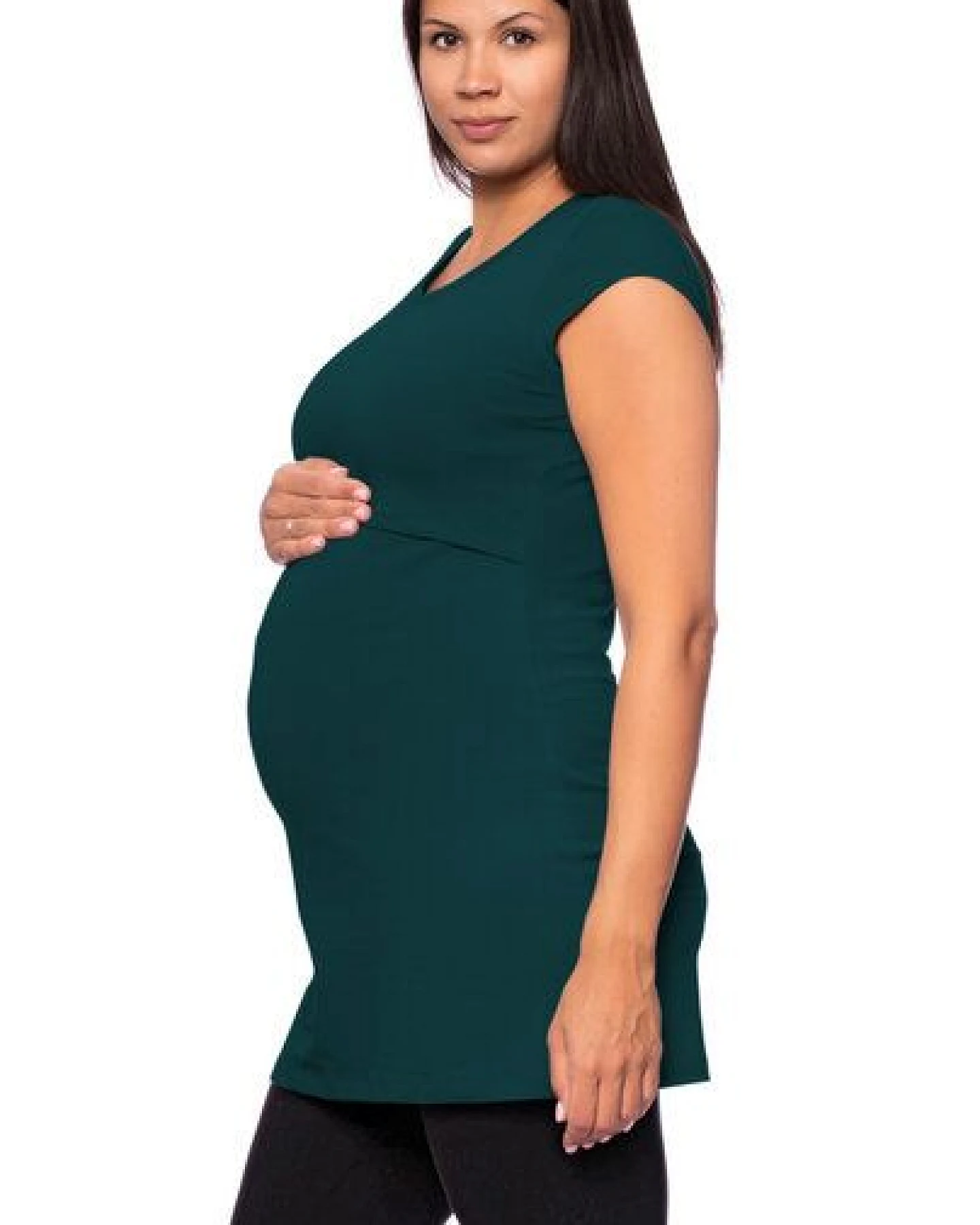 Milchshake 107 BASIC kurzarm Umstands- und Stillshirt extra lang aus Bio Baumwolle – Ansicht 3