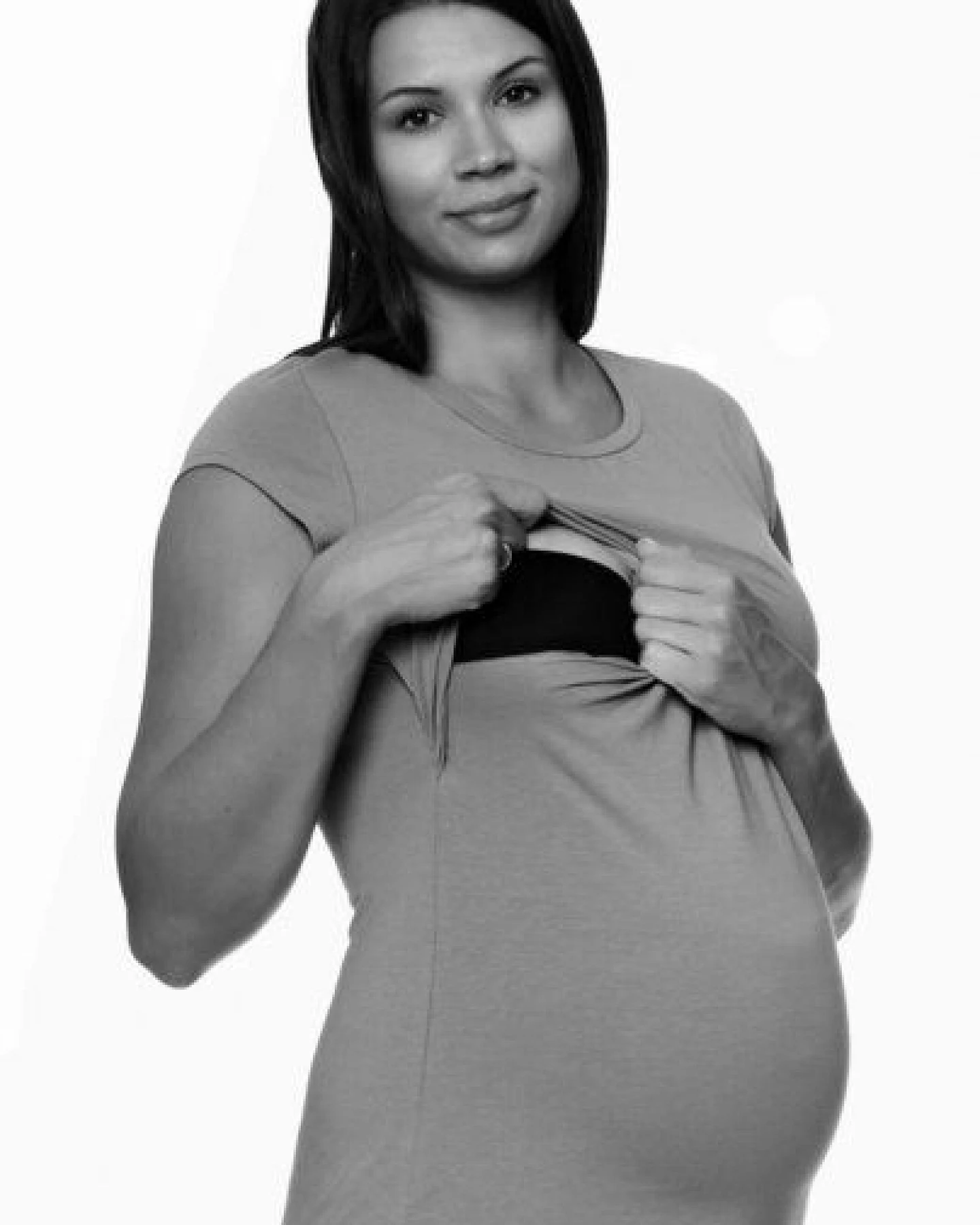Milchshake 107 BASIC kurzarm Umstands- und Stillshirt extra lang aus Bio Baumwolle – Ansicht 4