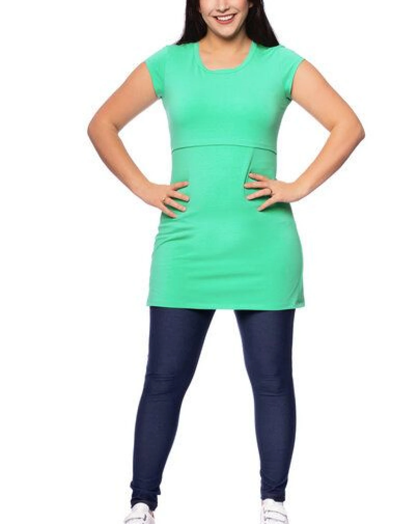Milchshake 107 BASIC kurzarm Umstands- und Stillshirt extra lang aus Bio Baumwolle – Ansicht 3