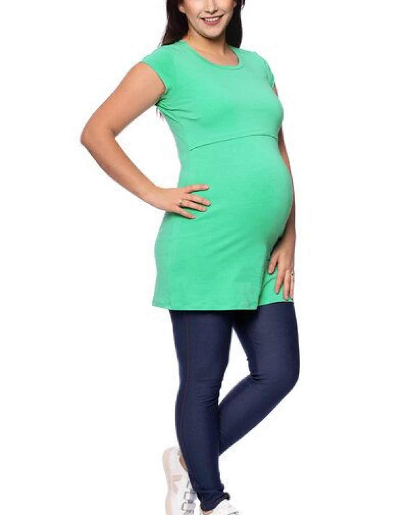 Milchshake 107 BASIC kurzarm Umstands- und Stillshirt extra lang aus Bio Baumwolle – Ansicht 2