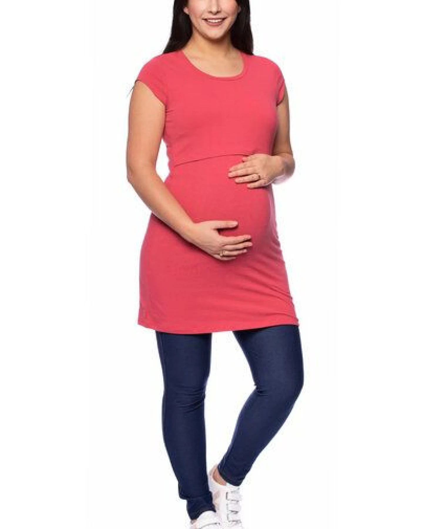 Milchshake 107 BASIC kurzarm Umstands- und Stillshirt extra lang aus Bio Baumwolle – Ansicht 2