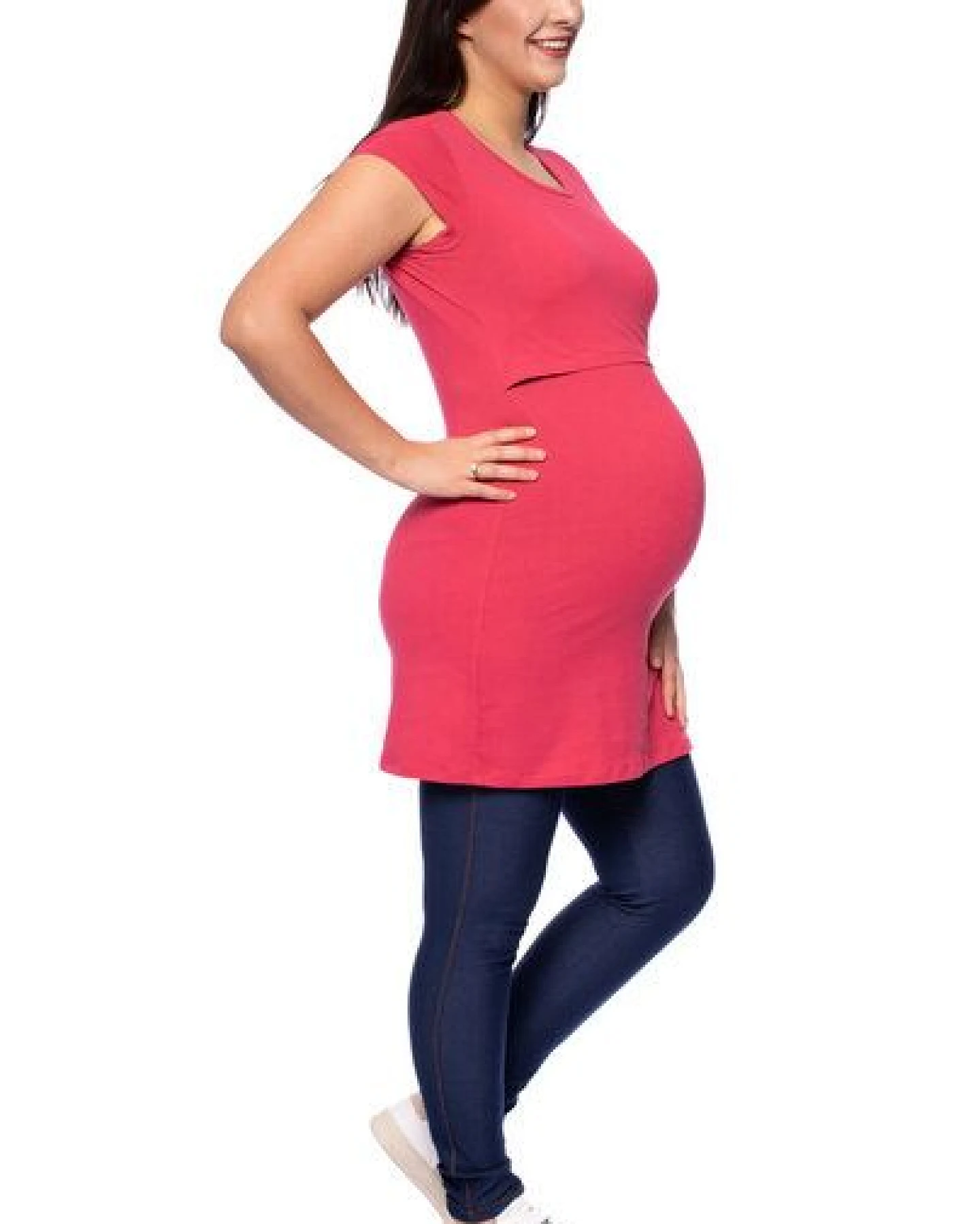 Milchshake 107 BASIC kurzarm Umstands- und Stillshirt extra lang aus Bio Baumwolle – Ansicht 3