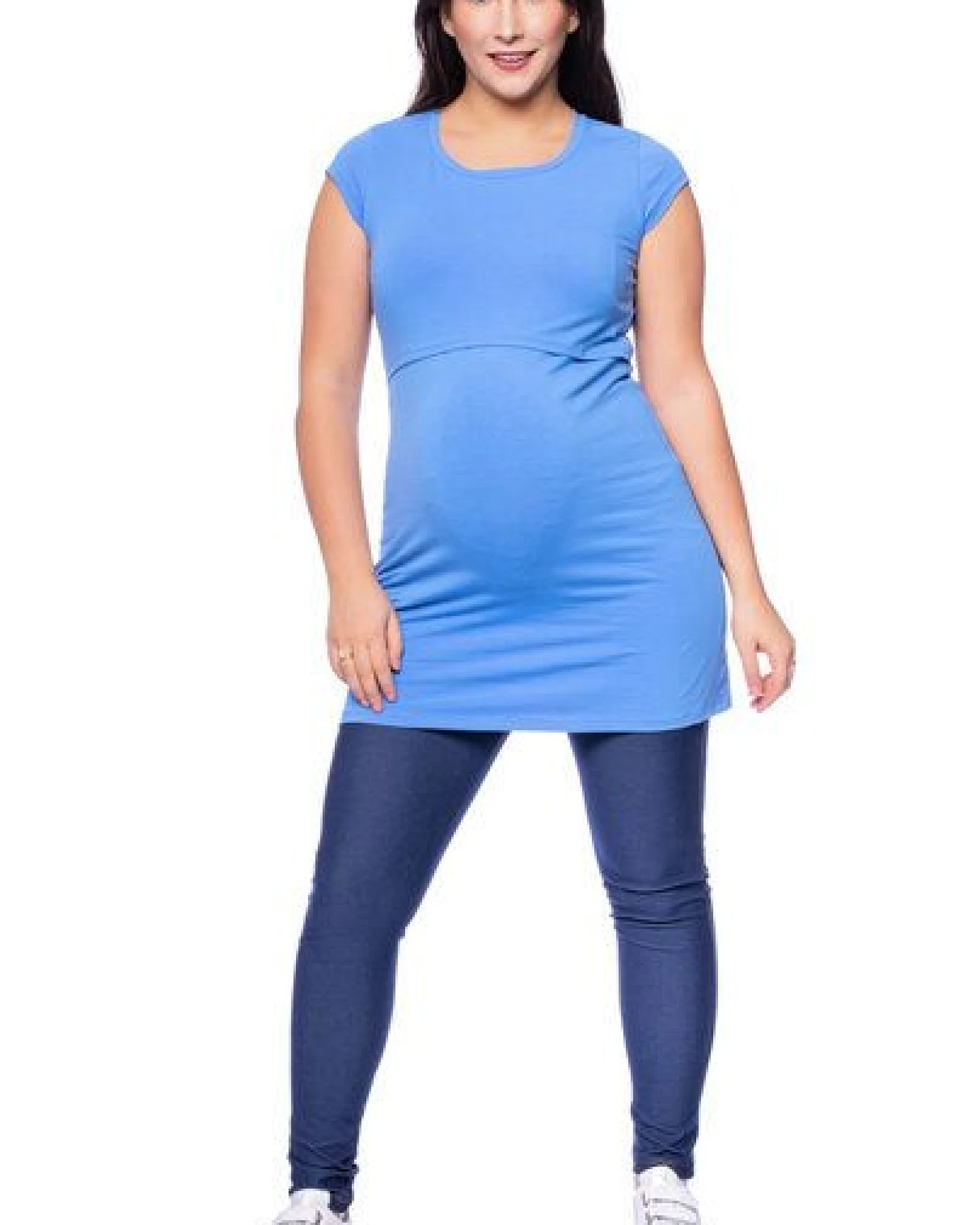Milchshake 107 BASIC kurzarm Umstands- und Stillshirt extra lang aus Bio Baumwolle – Ansicht 2
