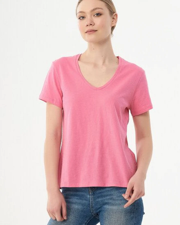 ORGANICATION Damen Basic T-Shirt aus Bio-Baumwolle mit V-Ausschnitt