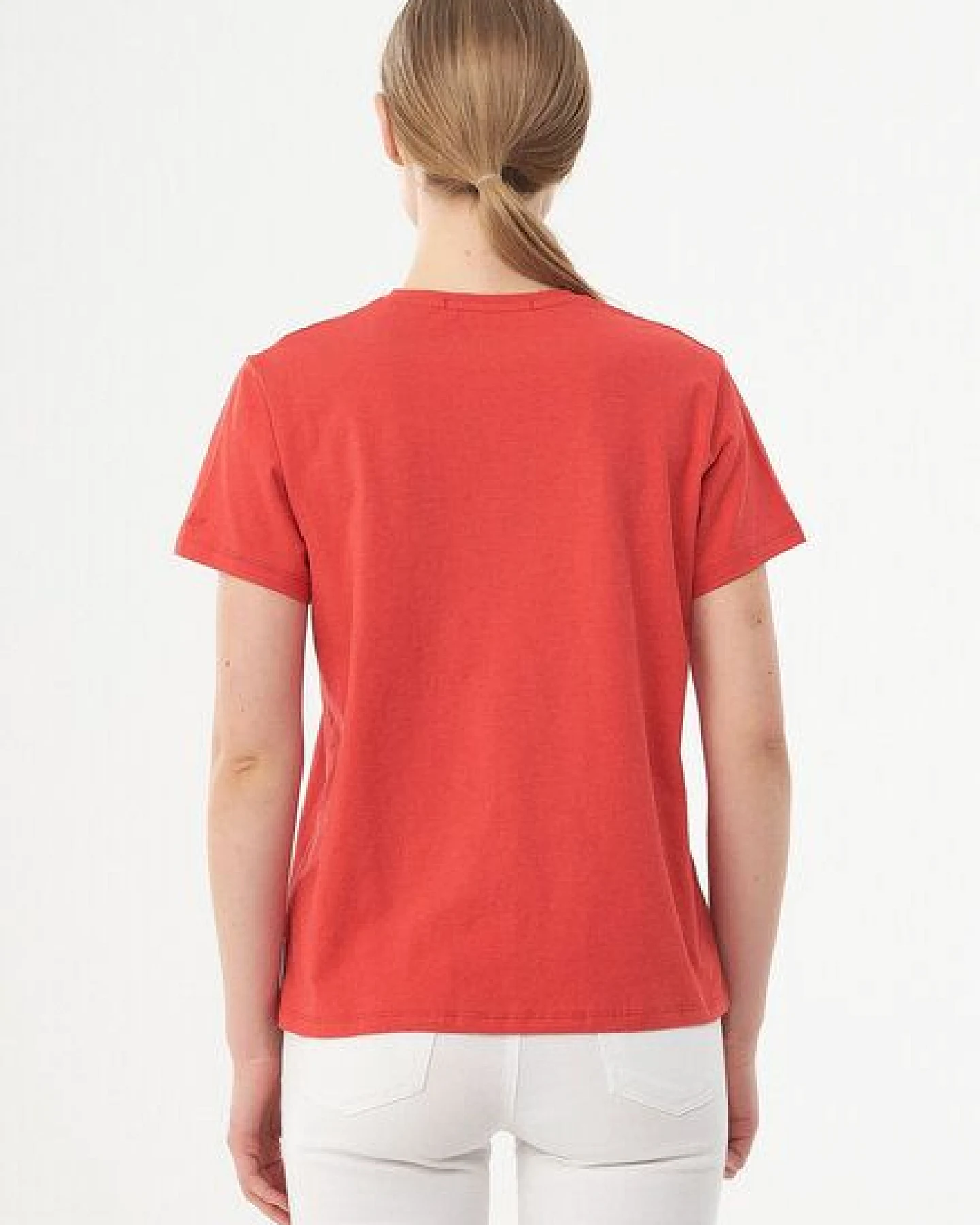 ORGANICATION Damen Basic T-Shirt aus Bio-Baumwolle mit V-Ausschnitt – Ansicht 4
