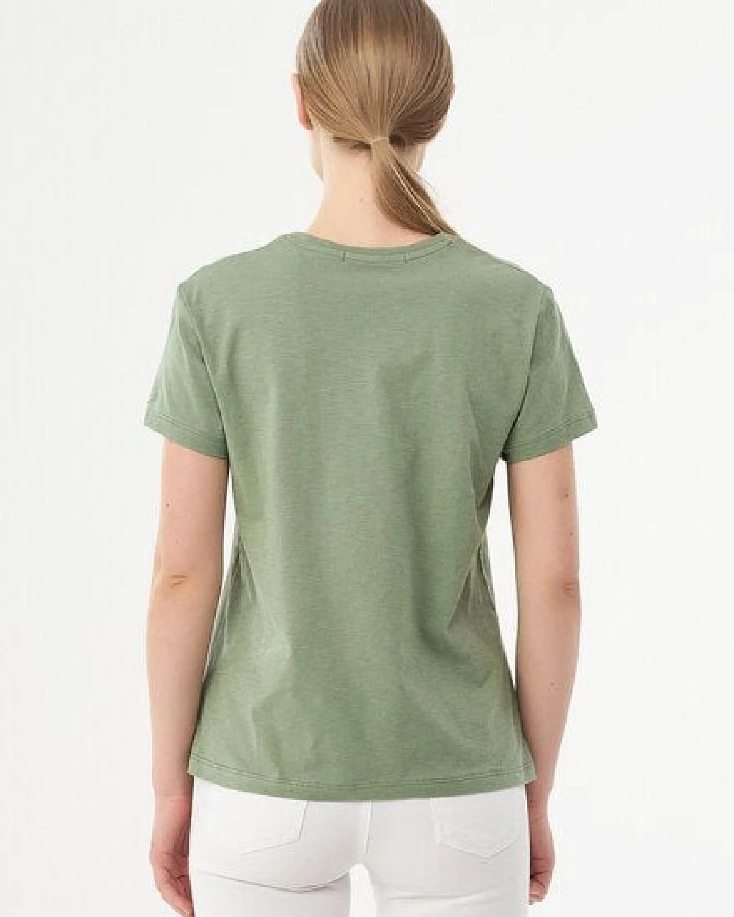 ORGANICATION Damen Basic T-Shirt aus Bio-Baumwolle mit V-Ausschnitt – Ansicht 4