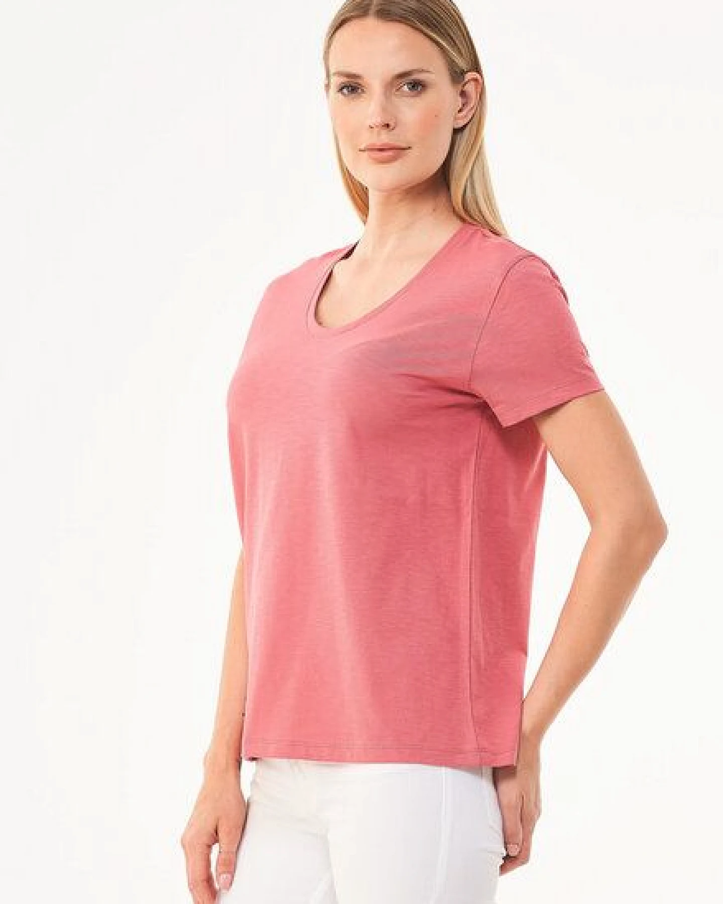 ORGANICATION Damen Basic T-Shirt aus Bio-Baumwolle mit V-Ausschnitt – Ansicht 3