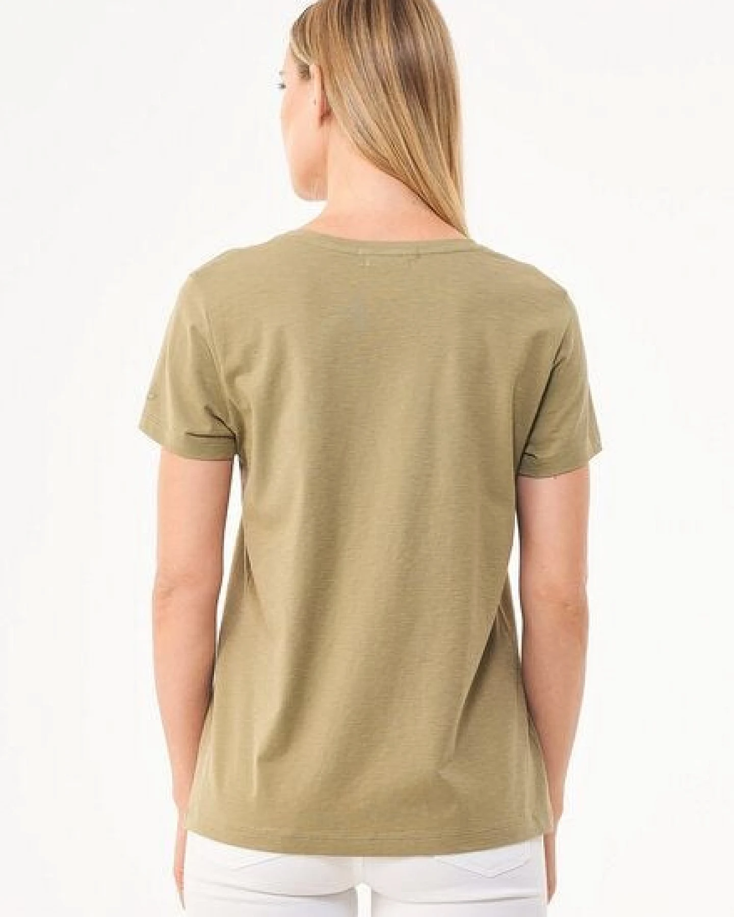 ORGANICATION Damen Basic T-Shirt aus Bio-Baumwolle mit V-Ausschnitt – Ansicht 4