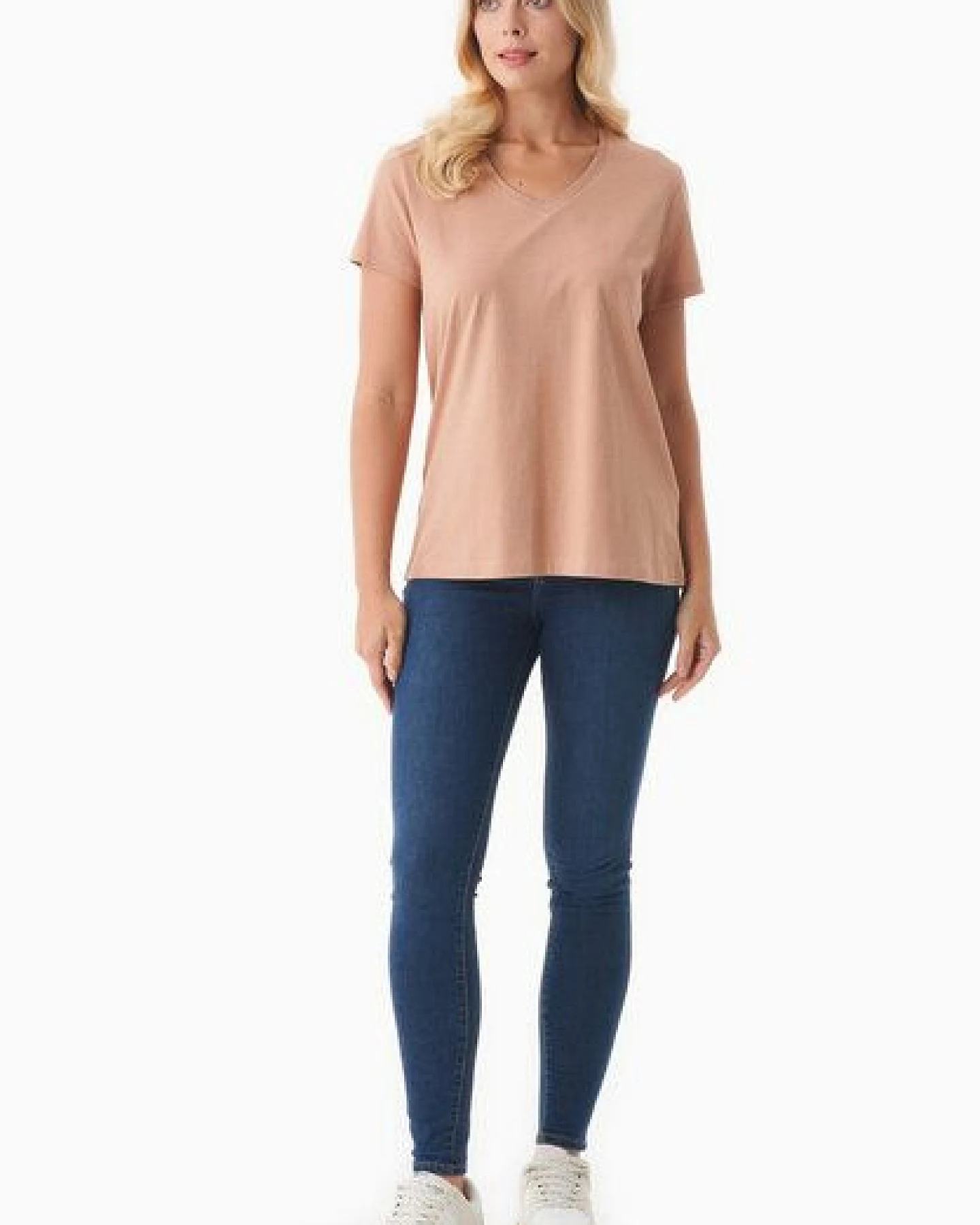 ORGANICATION Damen Basic T-Shirt aus Bio-Baumwolle mit V-Ausschnitt – Ansicht 2