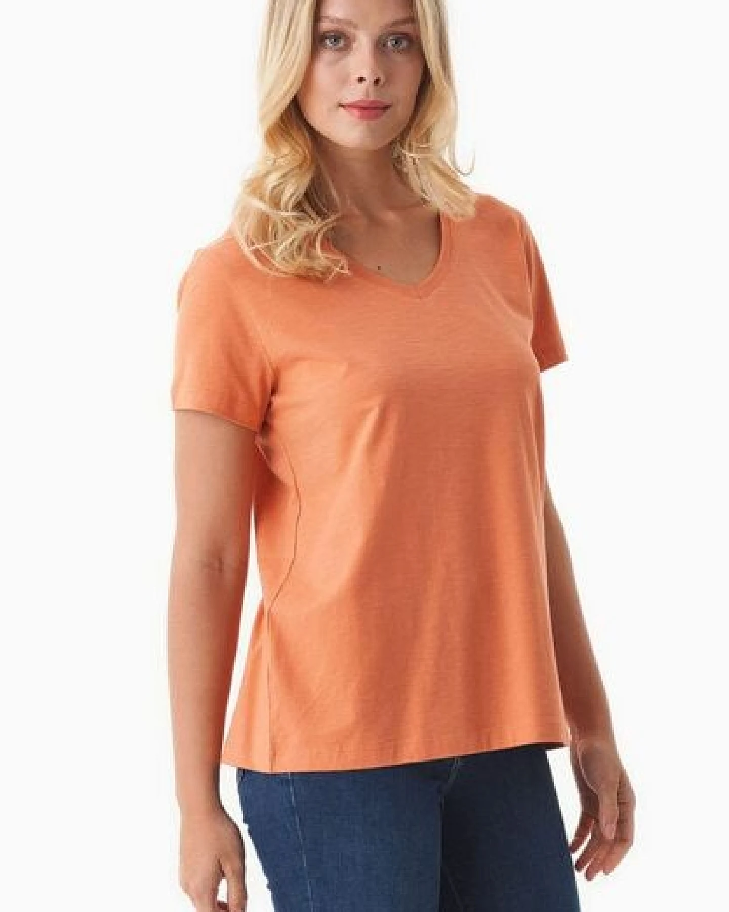 ORGANICATION Damen Basic T-Shirt aus Bio-Baumwolle mit V-Ausschnitt – Ansicht 3