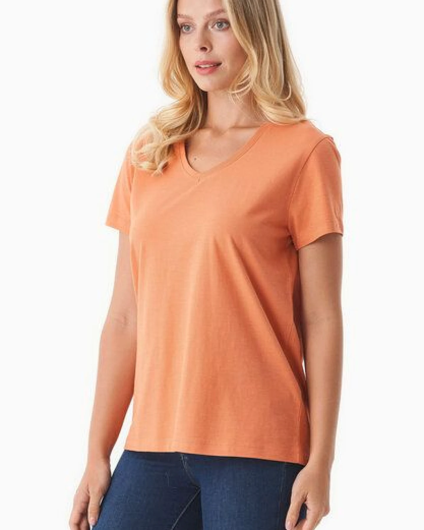 ORGANICATION Damen Basic T-Shirt aus Bio-Baumwolle mit V-Ausschnitt – Ansicht 4