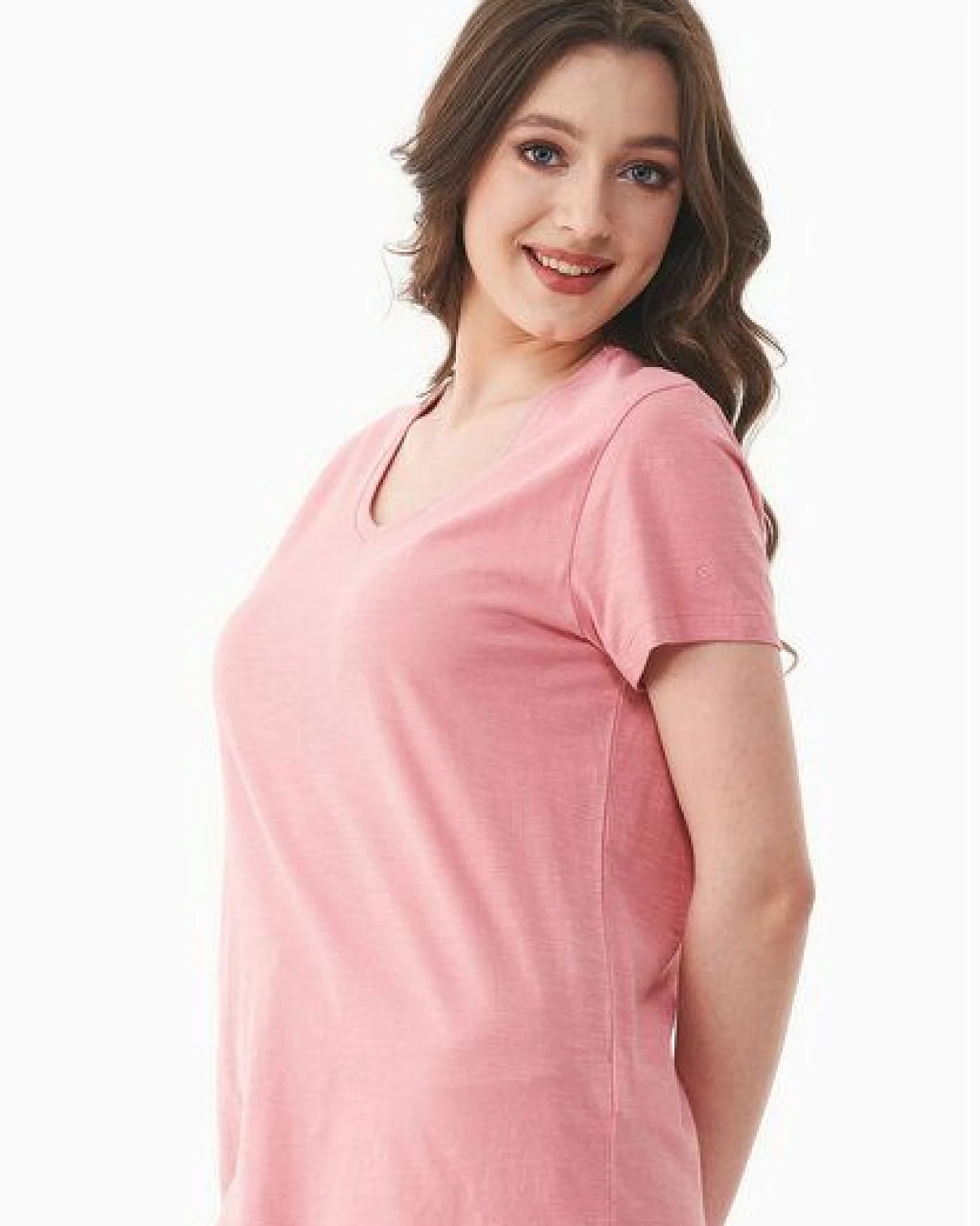 ORGANICATION Damen Basic T-Shirt aus Bio-Baumwolle mit V-Ausschnitt – Ansicht 4
