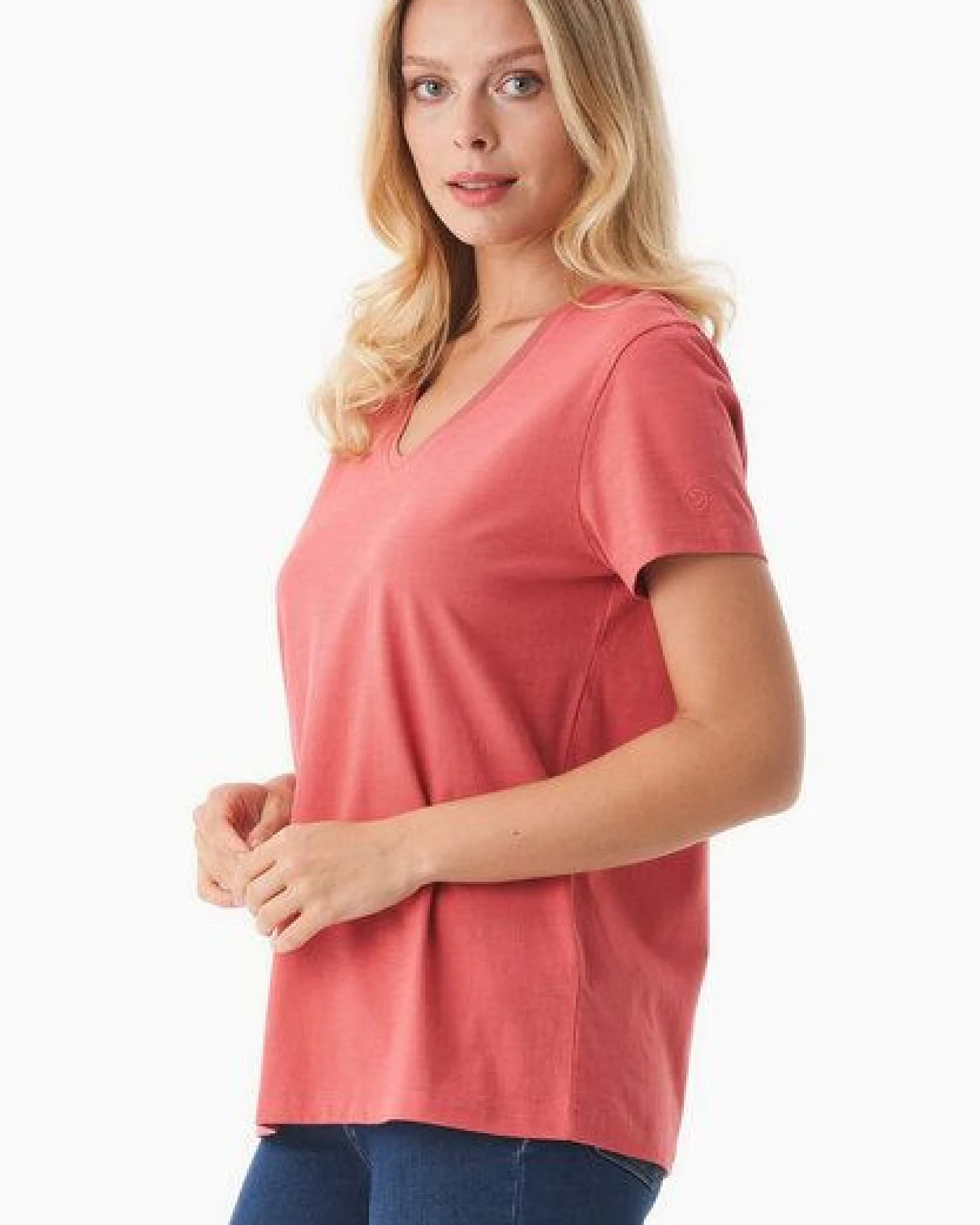 ORGANICATION Damen Basic T-Shirt aus Bio-Baumwolle mit V-Ausschnitt – Ansicht 4