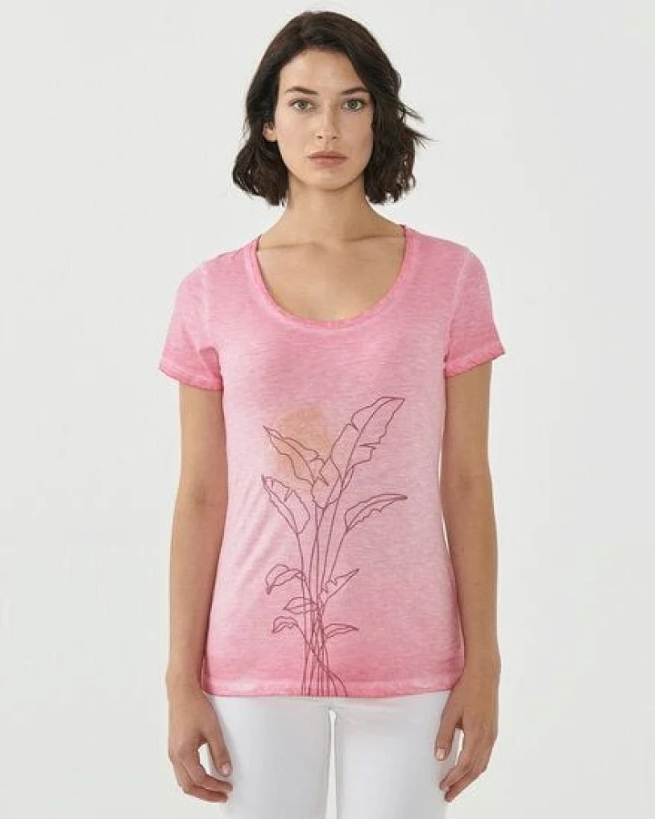 ORGANICATION Cold Pigment Dyed T-shirt aus Bio-Baumwolle mit Pflanzen-Print