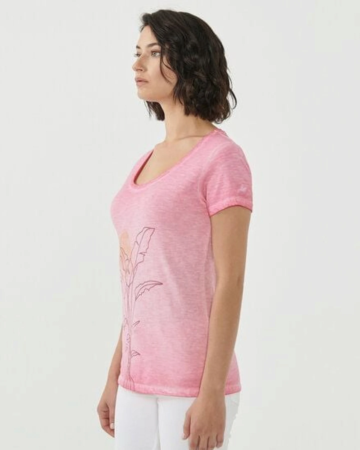 ORGANICATION Cold Pigment Dyed T-shirt aus Bio-Baumwolle mit Pflanzen-Print – Ansicht 3