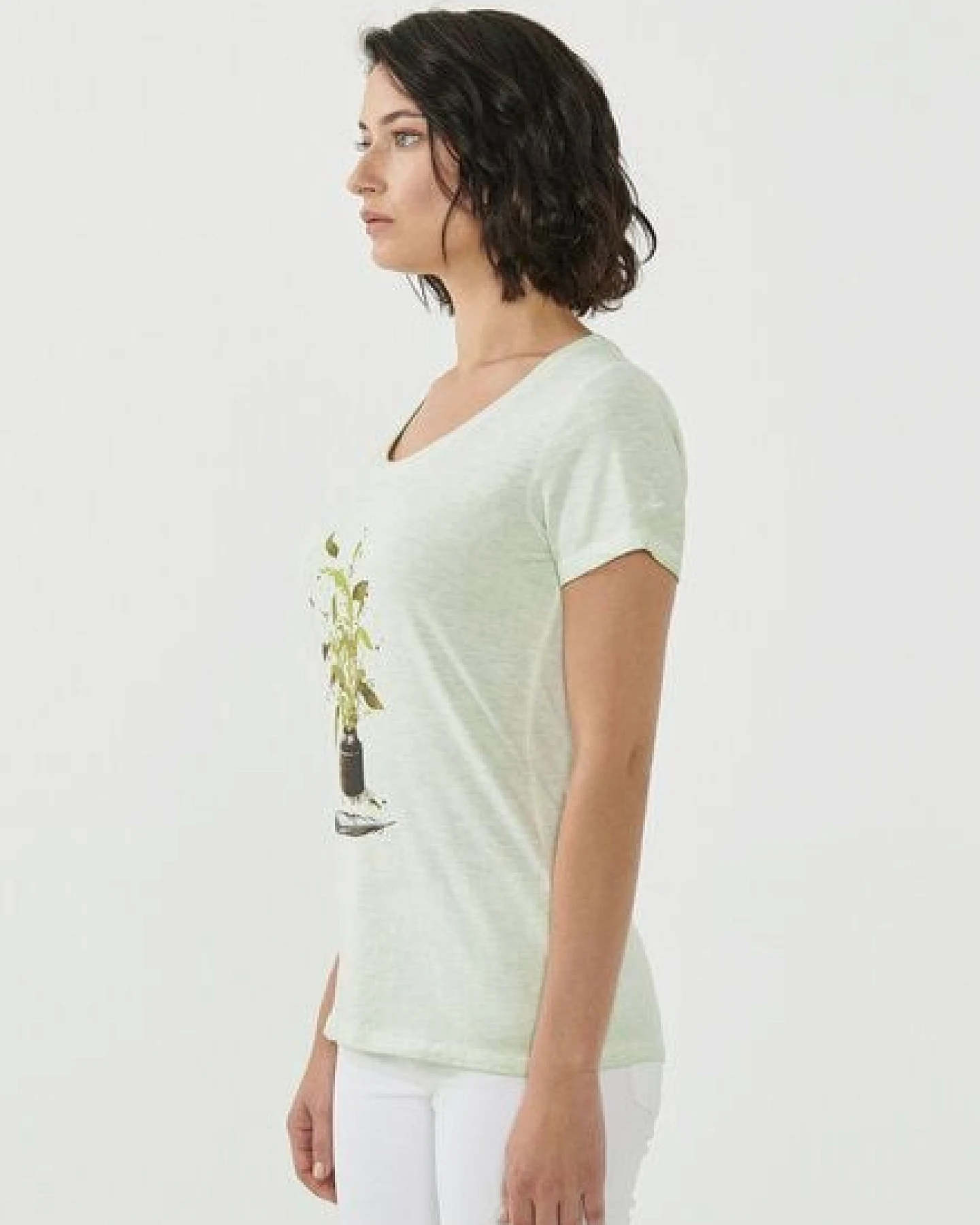 ORGANICATION Cold Pigment Dyed T-shirt aus Bio-Baumwolle mit Pflanzen-Print – Ansicht 3