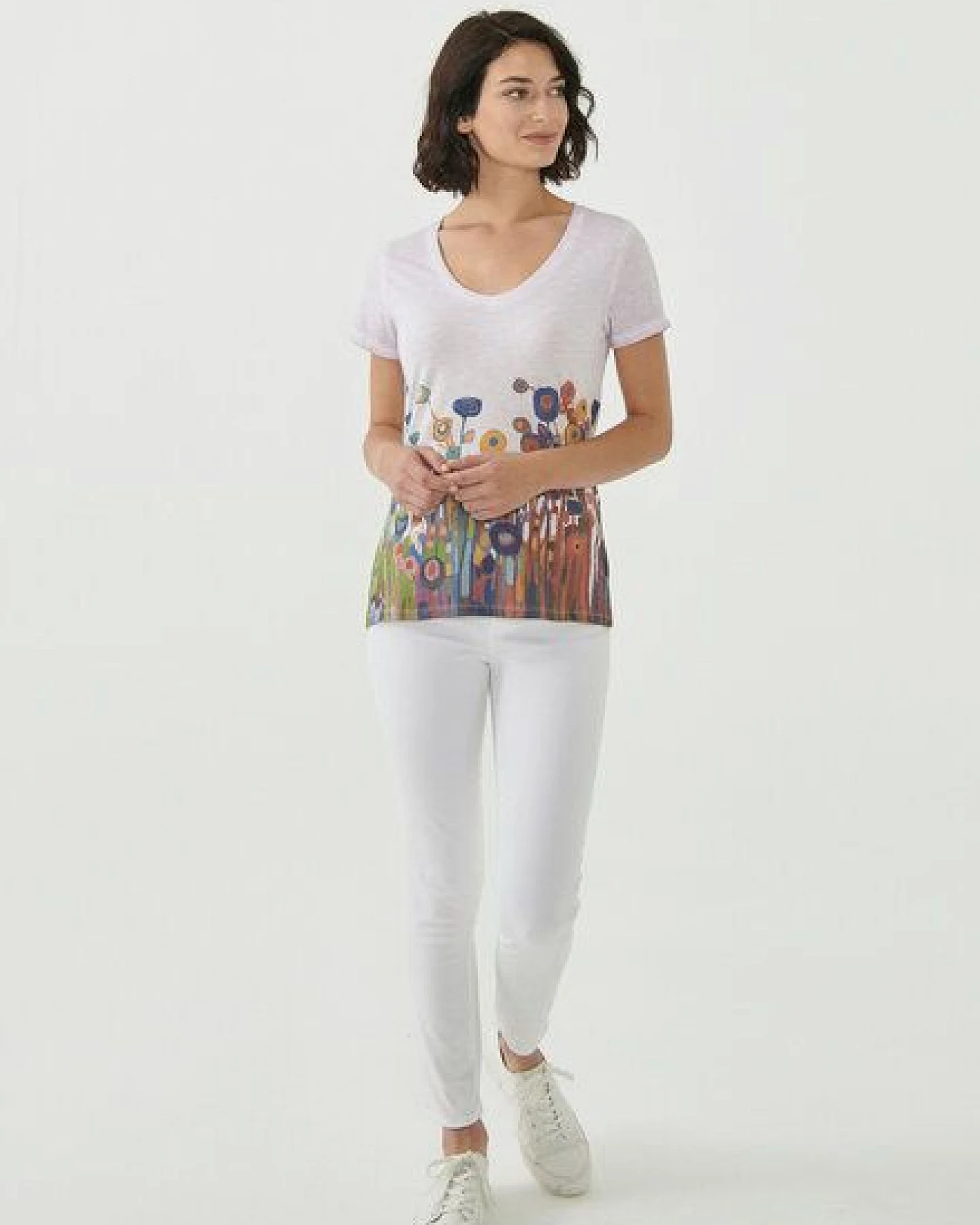 ORGANICATION Cold Pigment Dyed T-shirt aus Bio-Baumwolle mit Blumen-Print – Ansicht 2