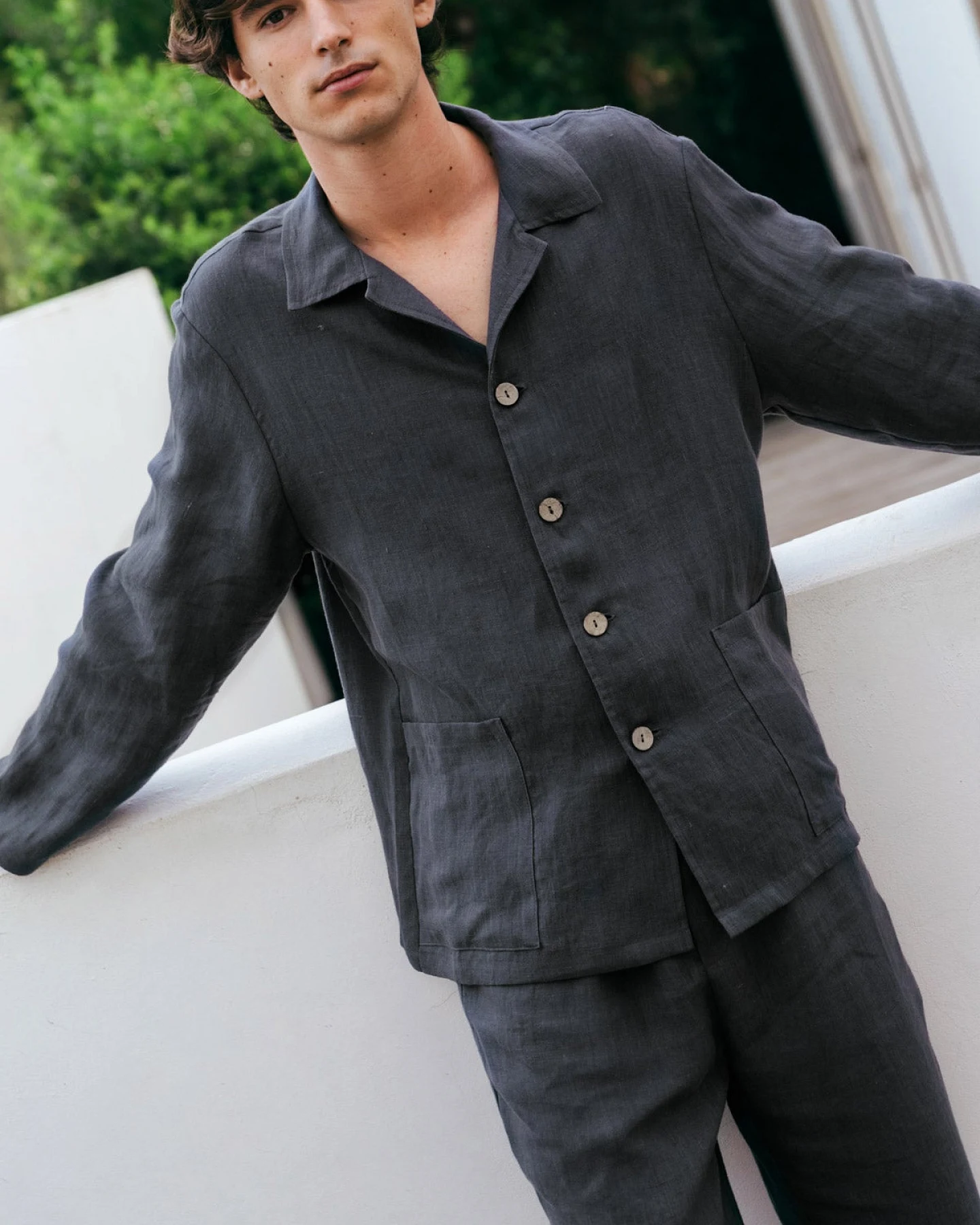 AmourLinen Herren vegan Set Loungewear Oliver Charcoal – Ansicht 2