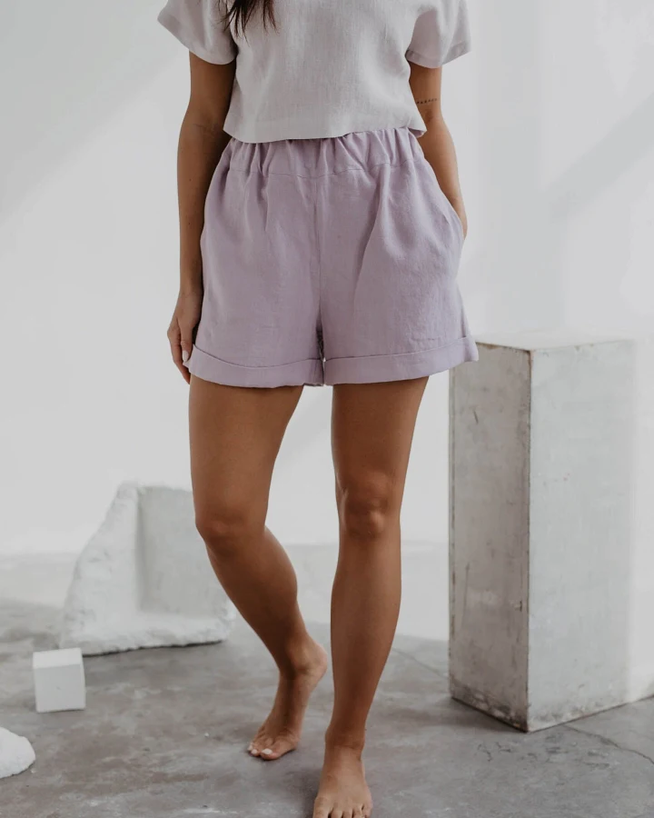 AmourLinen Damen vegan Kurze Hose Mia Dusty Rose