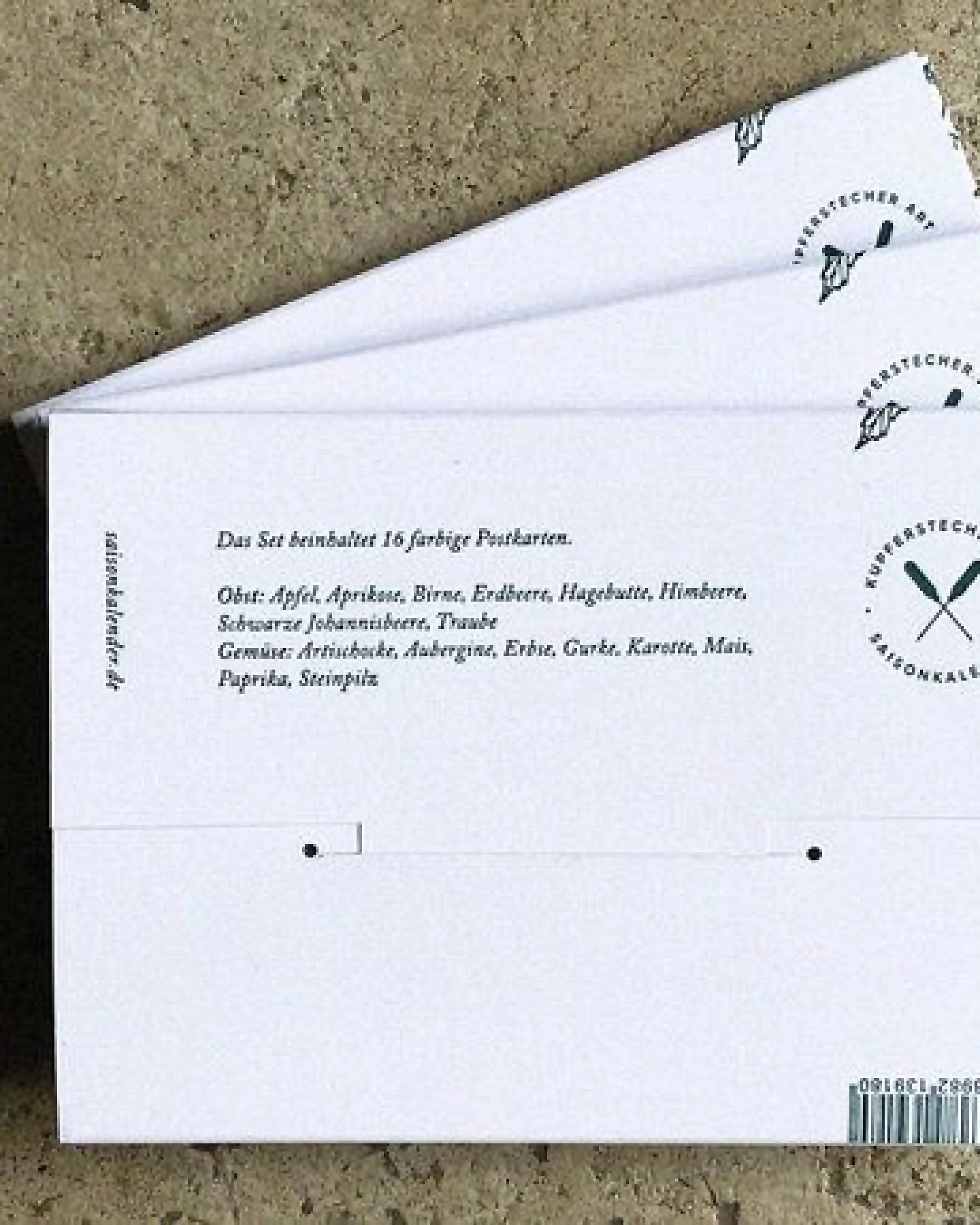 531 Rheinland Design Postkartenset von 16 Obst und Gemüsesorten: Geschenkkarten – Ansicht 2
