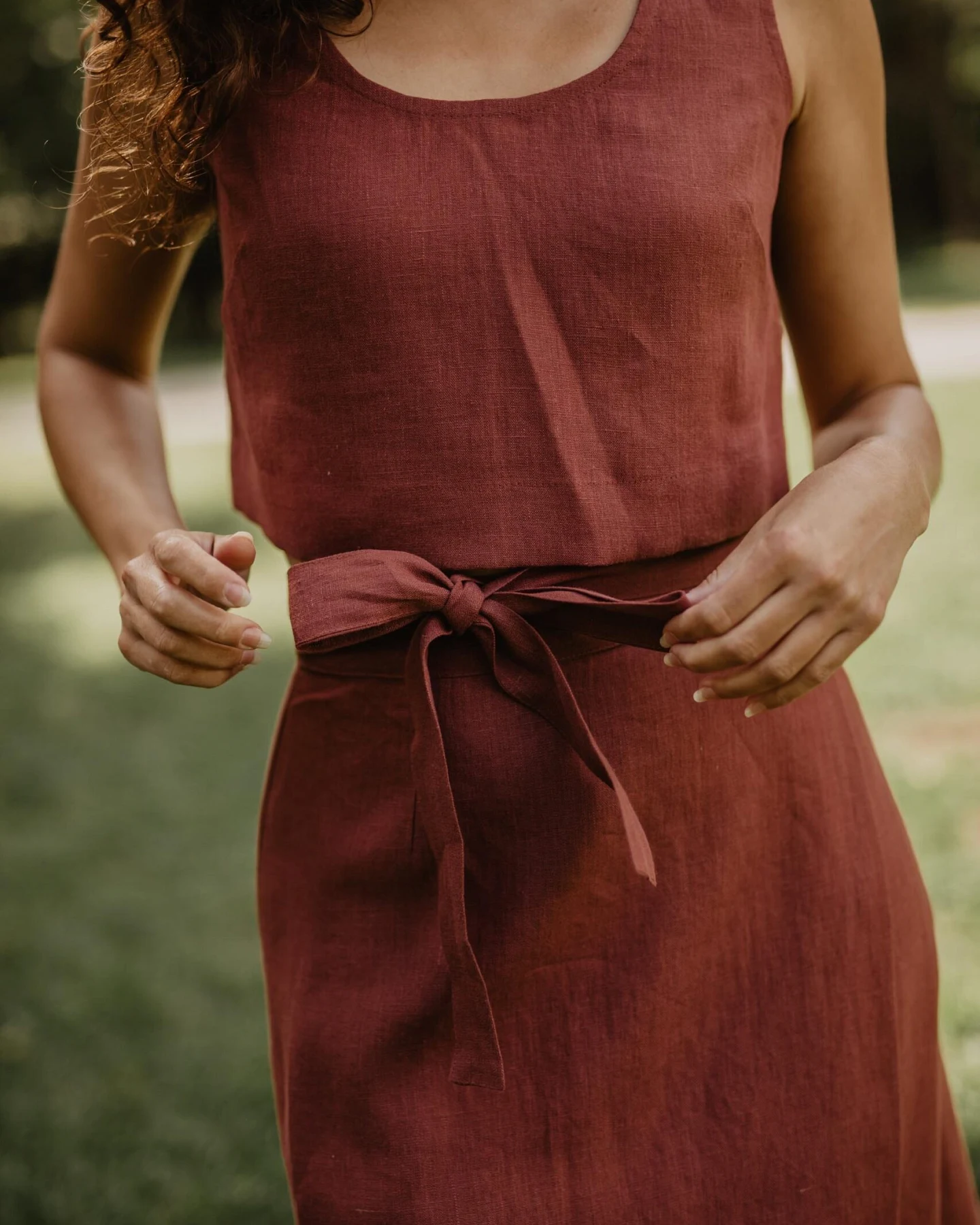 AmourLinen Damen vegan Wickelrock Iris Terracotta – Ansicht 2