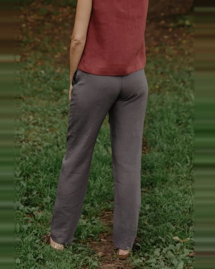 AmourLinen Damen vegan Hose Malmö Holzkohle