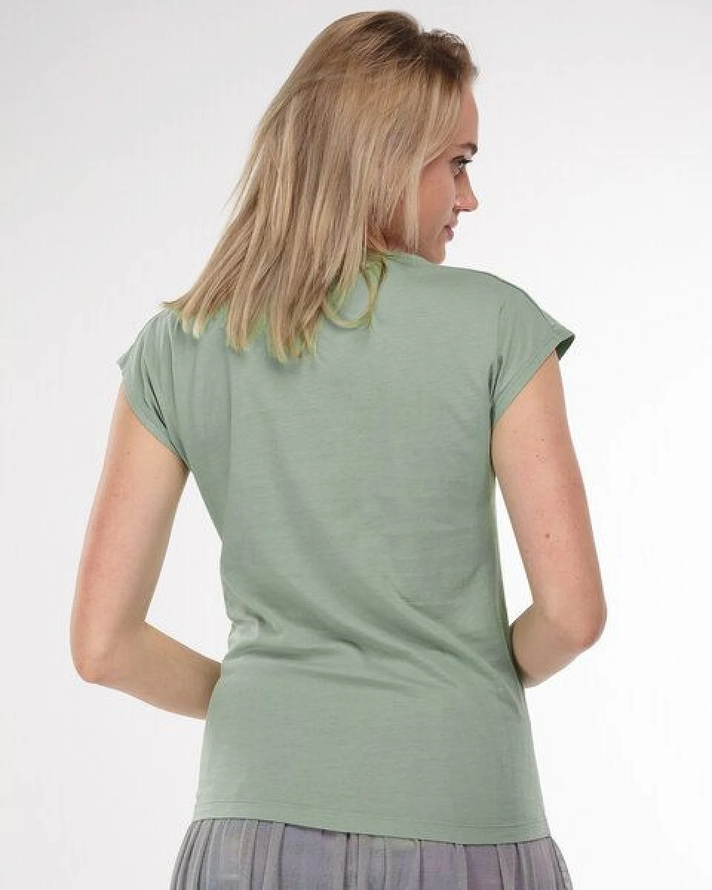 Alma & Lovis Shirt mit Wasserfall-Ausschnitt, aus Bio-Baumwolle – Ansicht 2