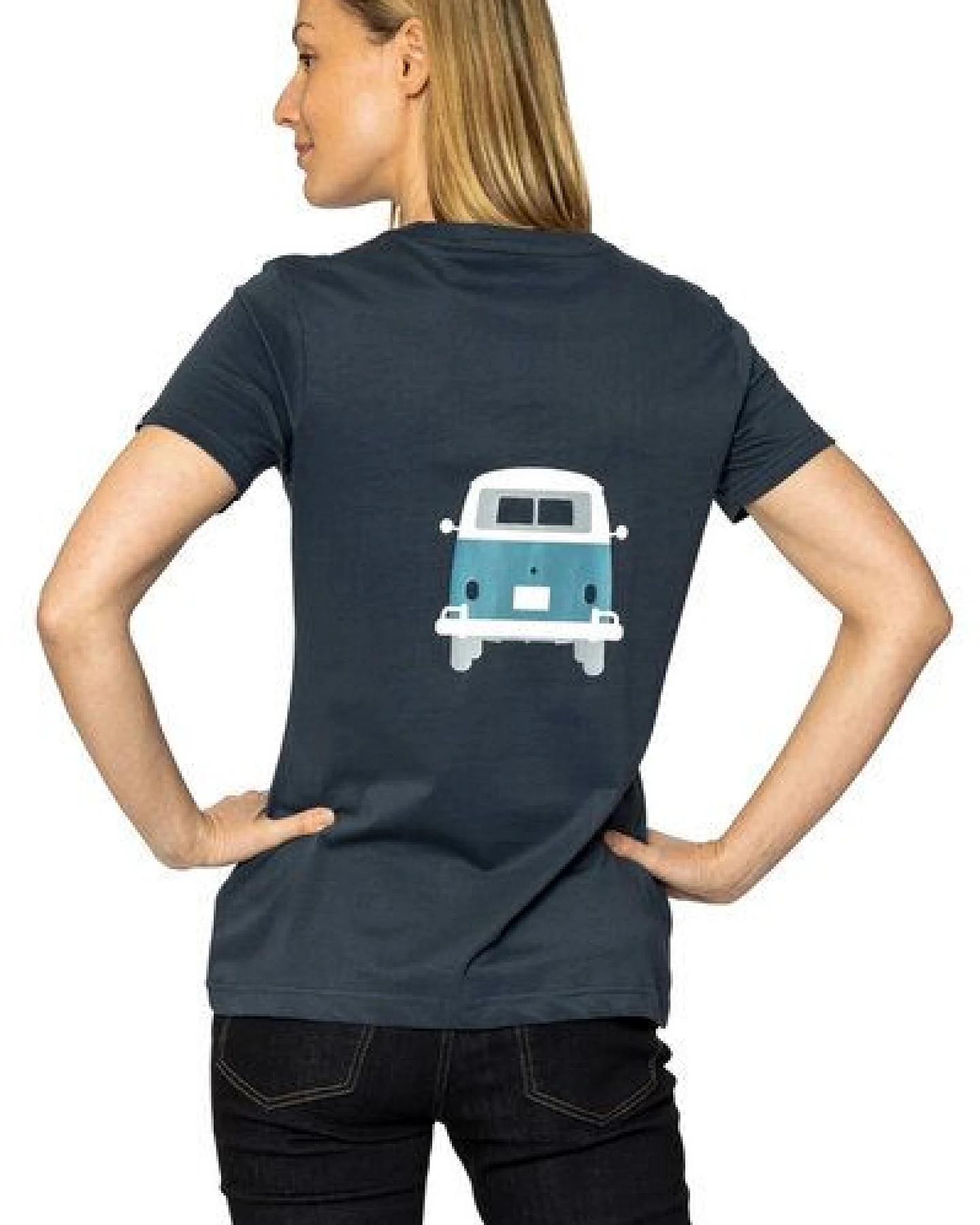 Elkline Damen T-Shirt Kult mit VW T1 Bulliprint auf Brust und Rücken – Ansicht 2