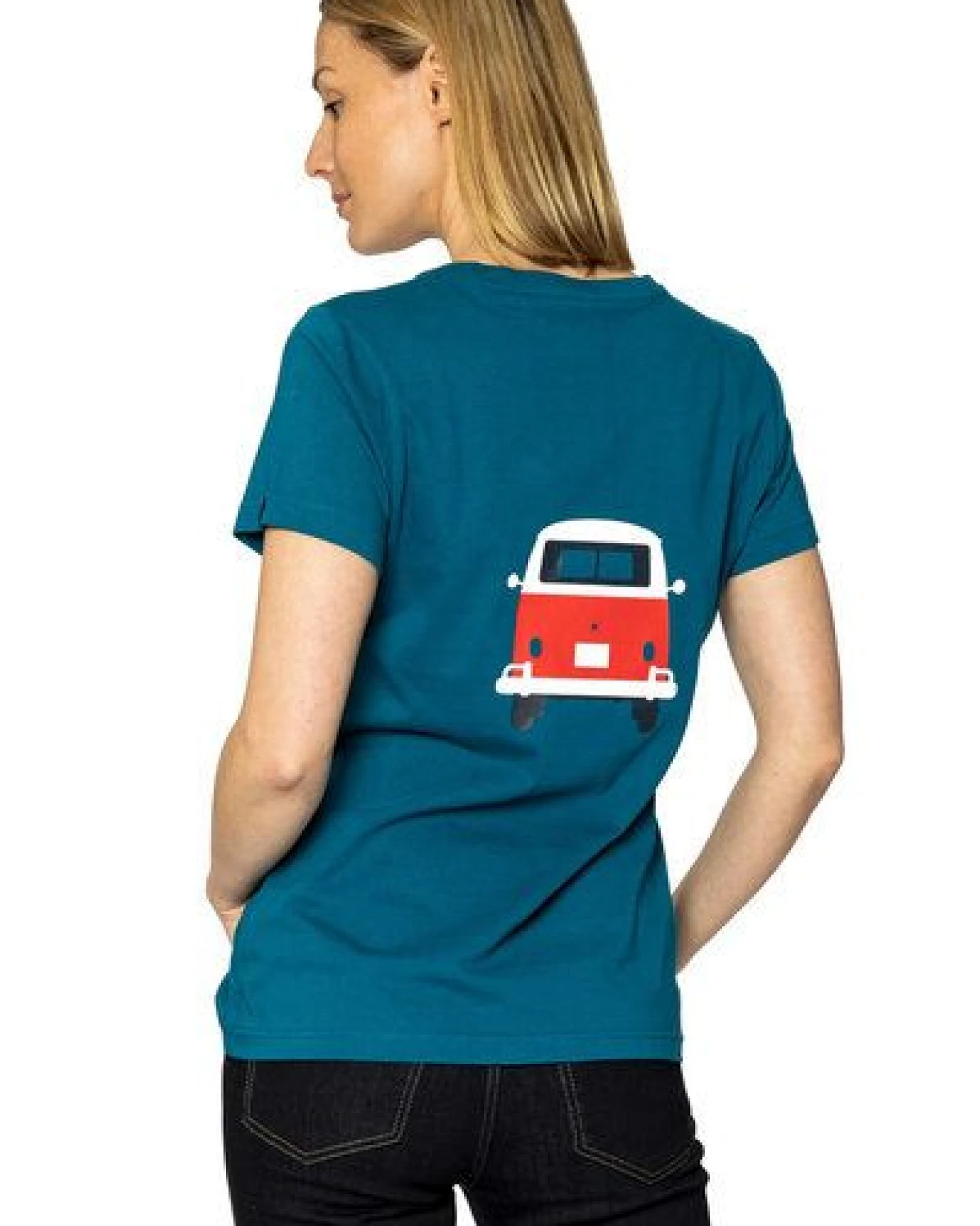 Elkline Damen T-Shirt Kult mit VW T1 Bulliprint auf Brust und Rücken – Ansicht 2