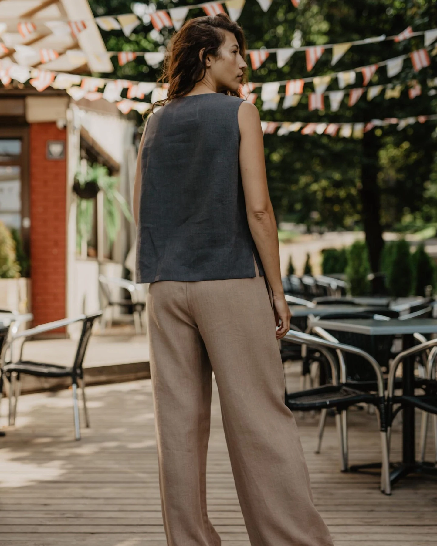 AmourLinen Damen vegan Hose Oulu Rosy Brown – Ansicht 2