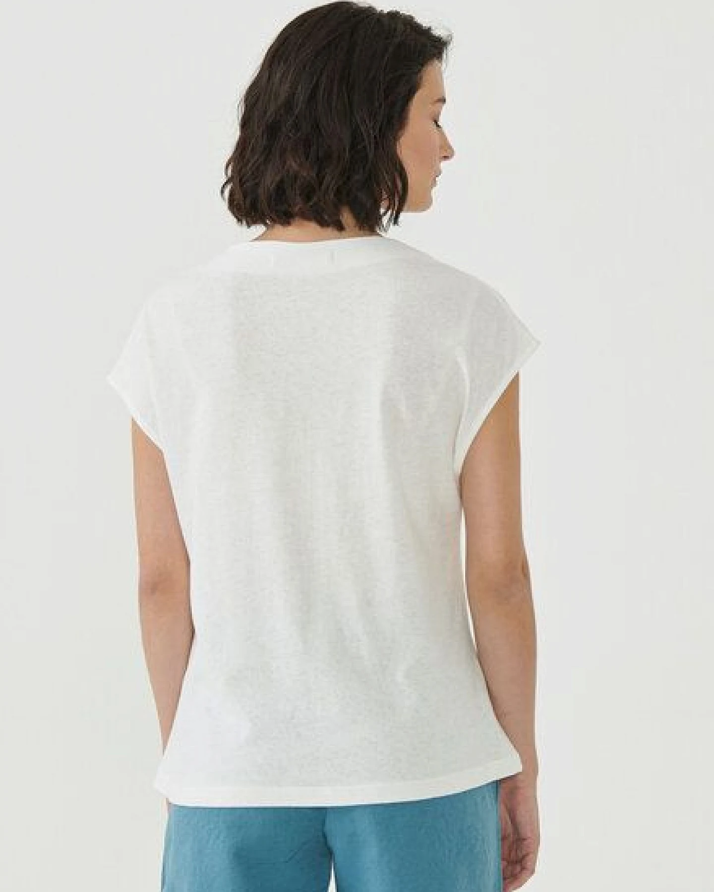 ORGANICATION T-Shirt aus Leinengemisch mit Stickerei – Ansicht 4