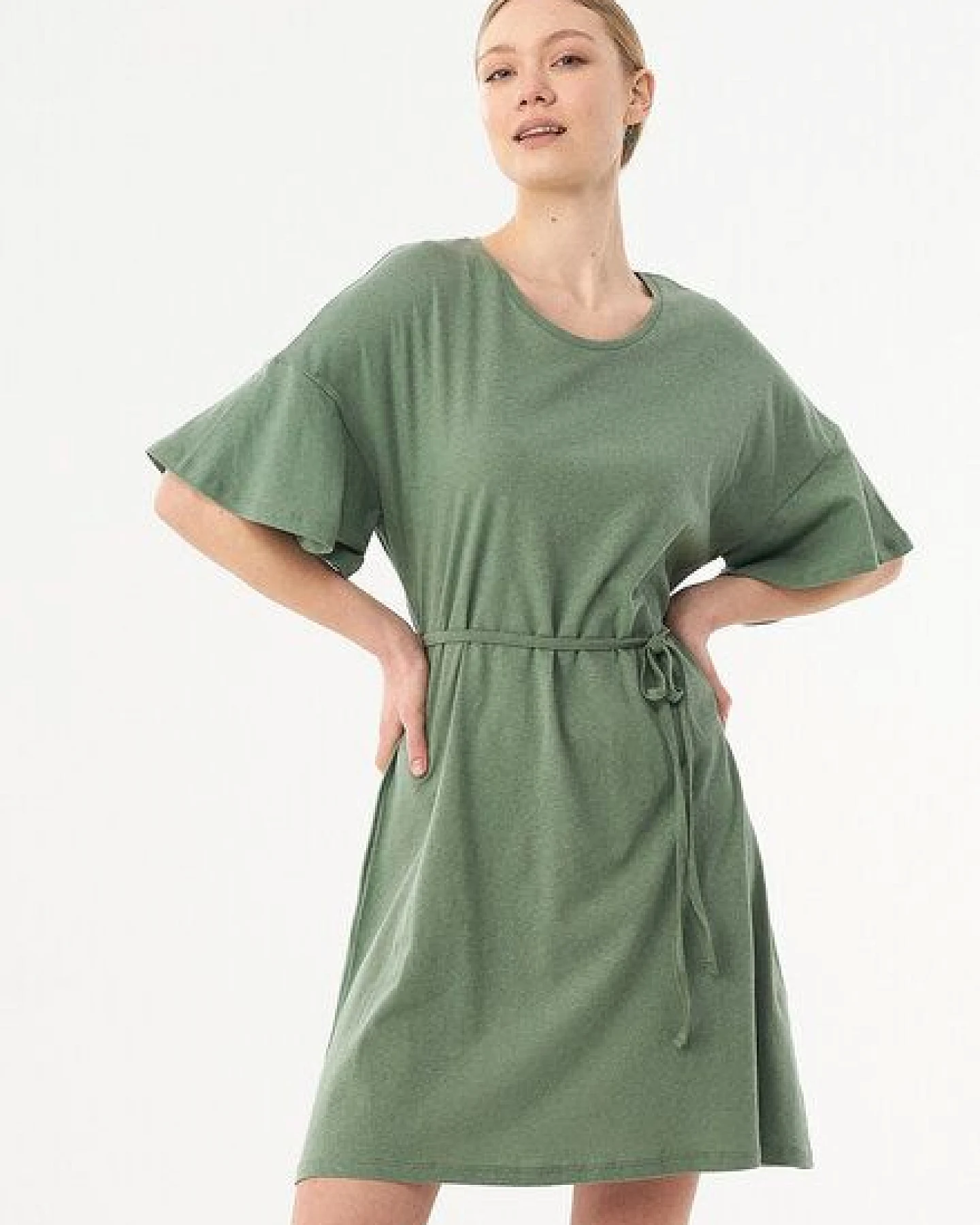 ORGANICATION Jerseykleid aus Bio-Baumwolle und Leinen – Ansicht 2