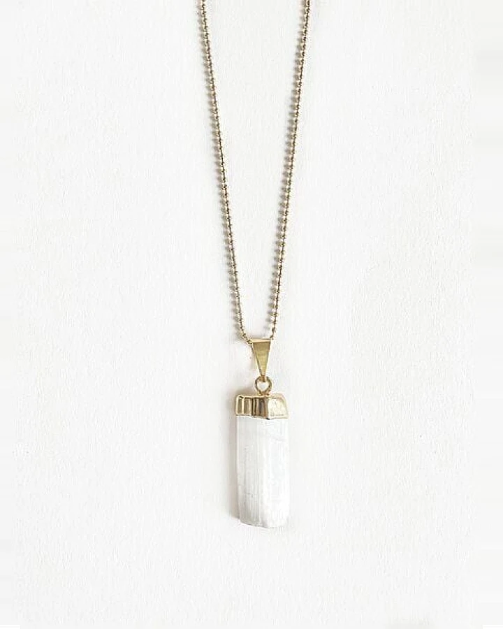 Crystal and Sage Selenit Halskette vergoldet