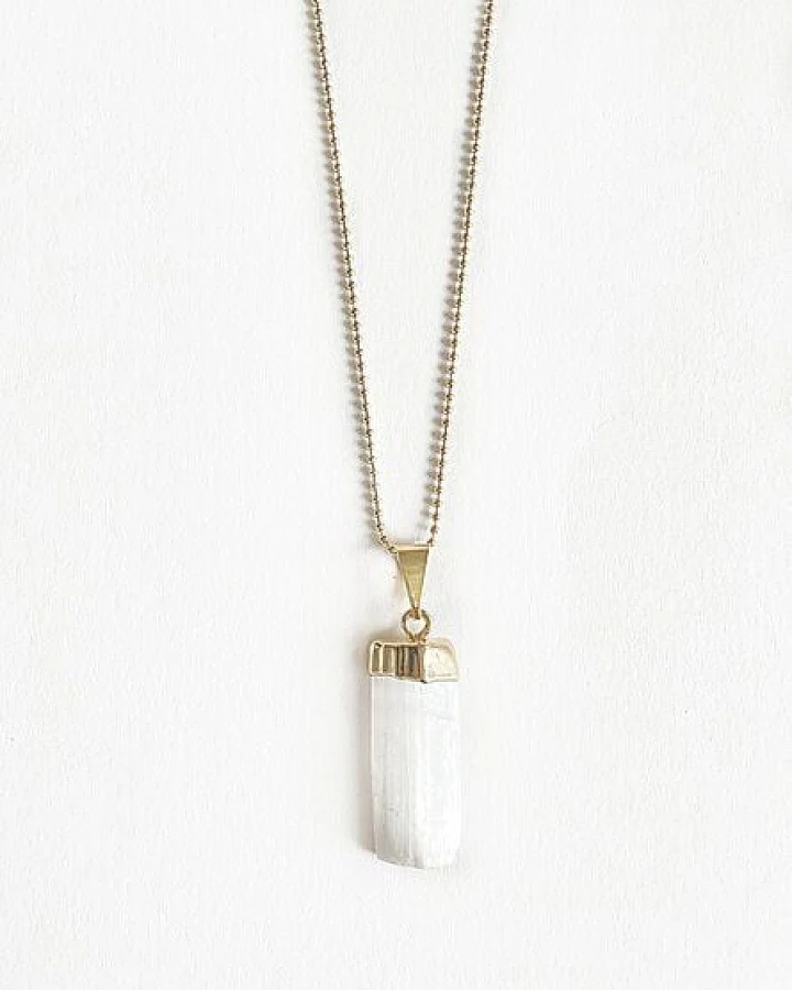 Crystal and Sage Selenit Halskette vergoldet