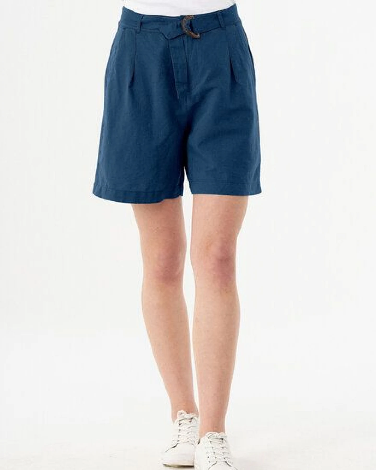 ORGANICATION Shorts aus Leinengemisch mit Bindegürtel – Ansicht 3