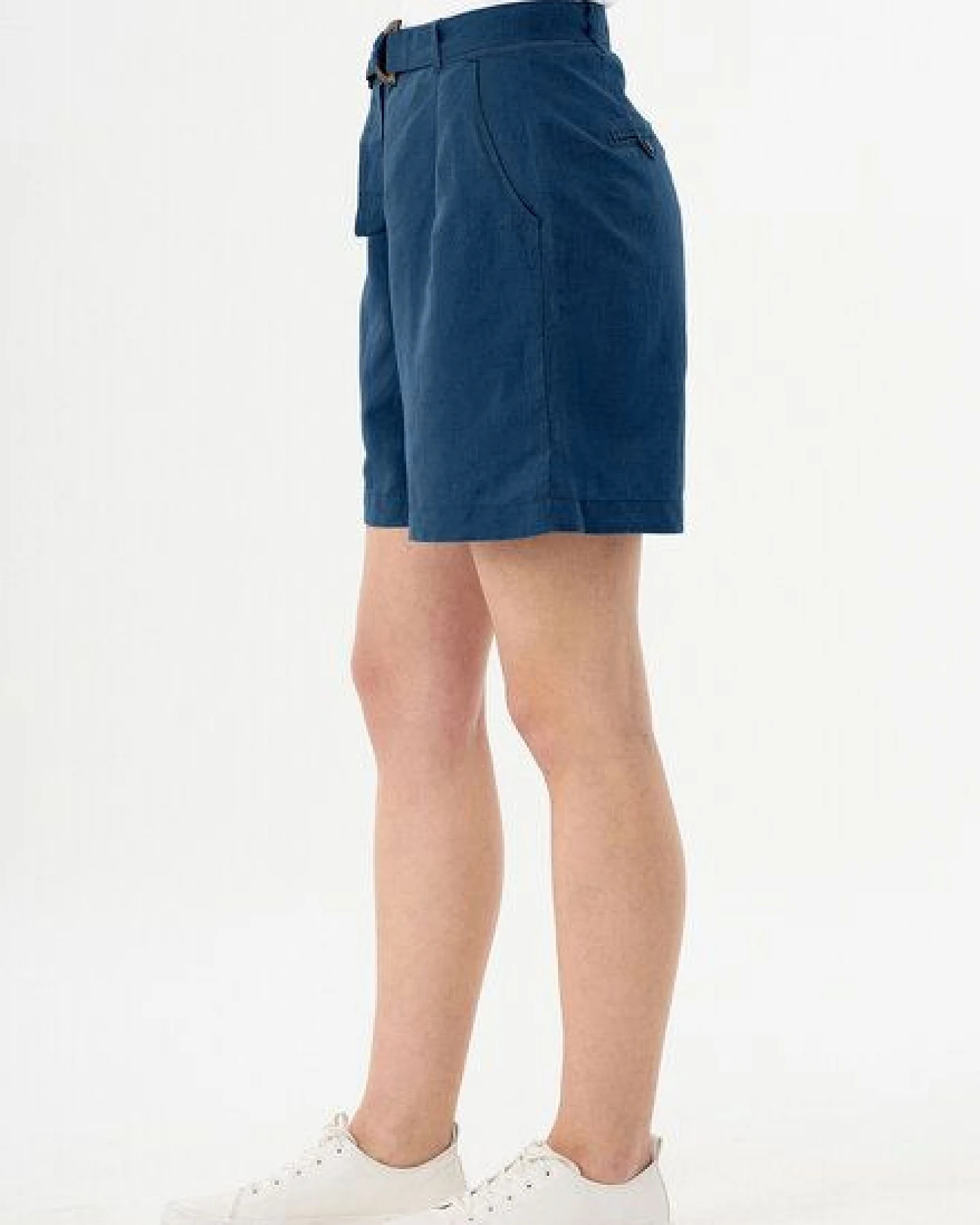 ORGANICATION Shorts aus Leinengemisch mit Bindegürtel – Ansicht 4