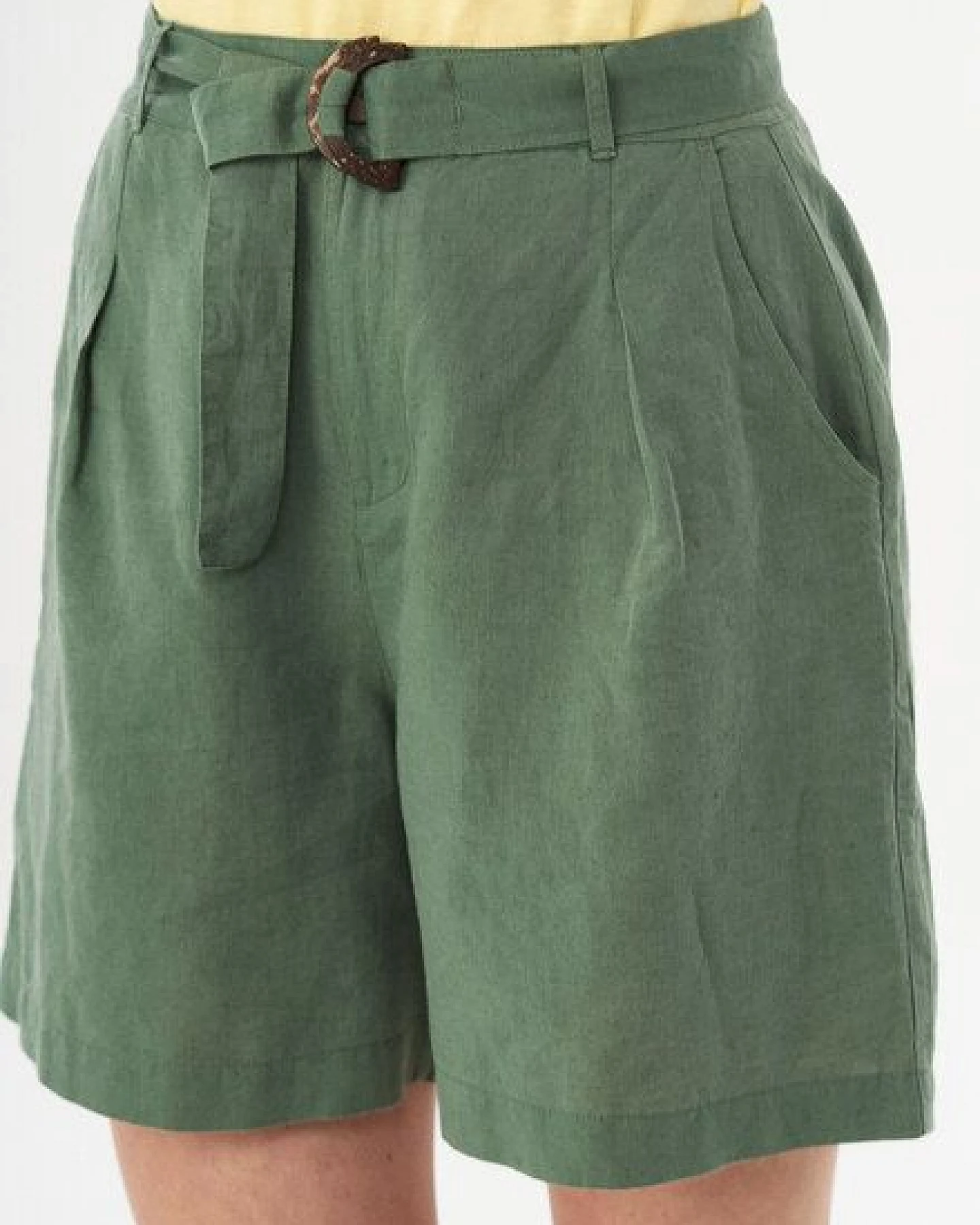ORGANICATION Shorts aus Leinengemisch mit Bindegürtel – Ansicht 4