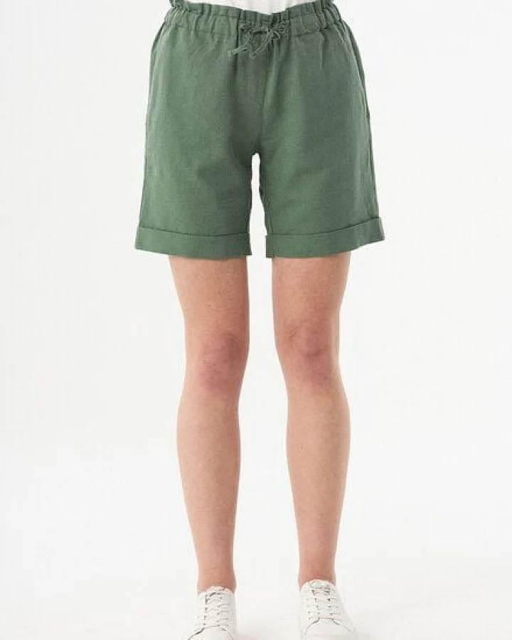 ORGANICATION Paperbag-Shorts aus Leinengemisch