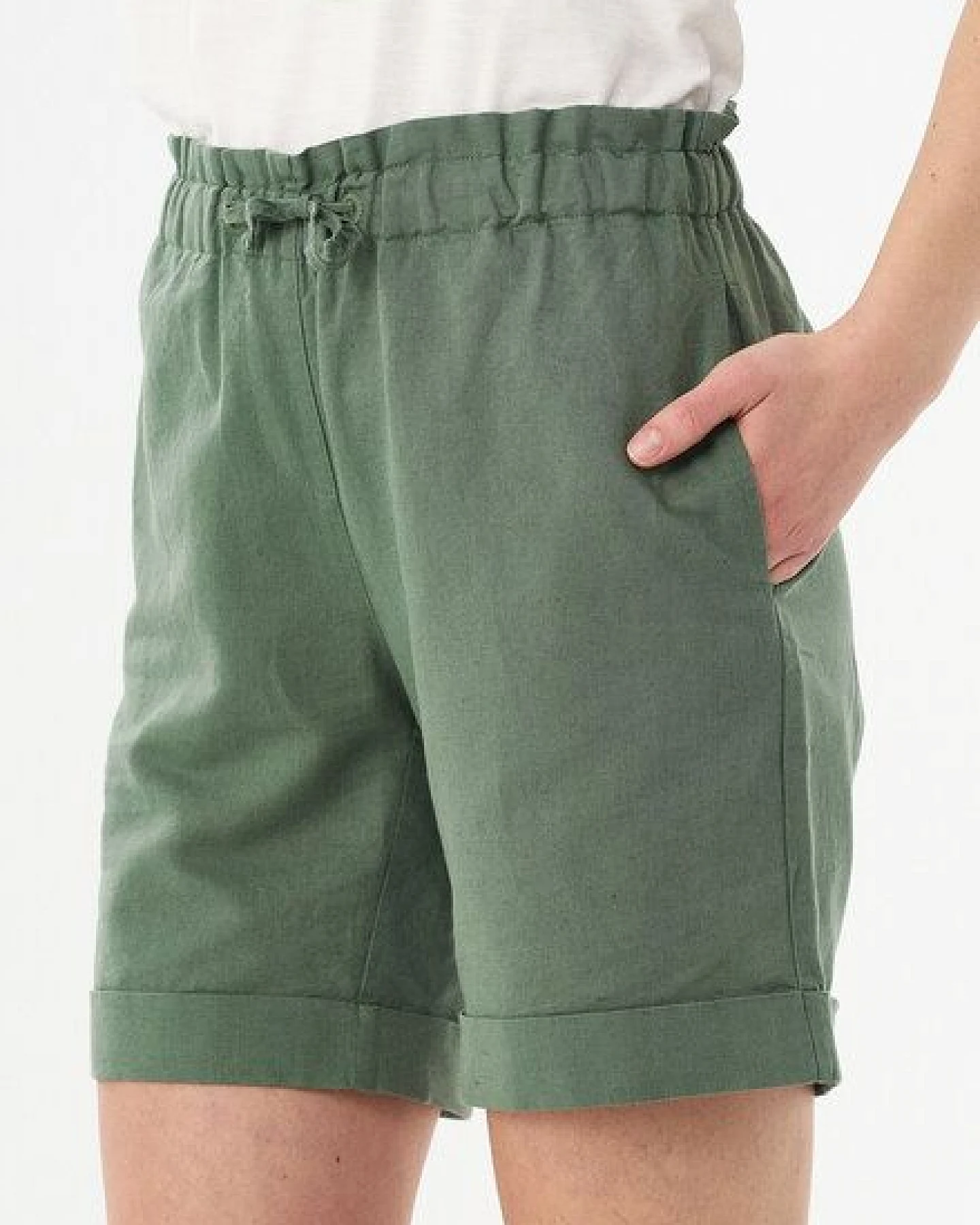ORGANICATION Paperbag-Shorts aus Leinengemisch – Ansicht 4
