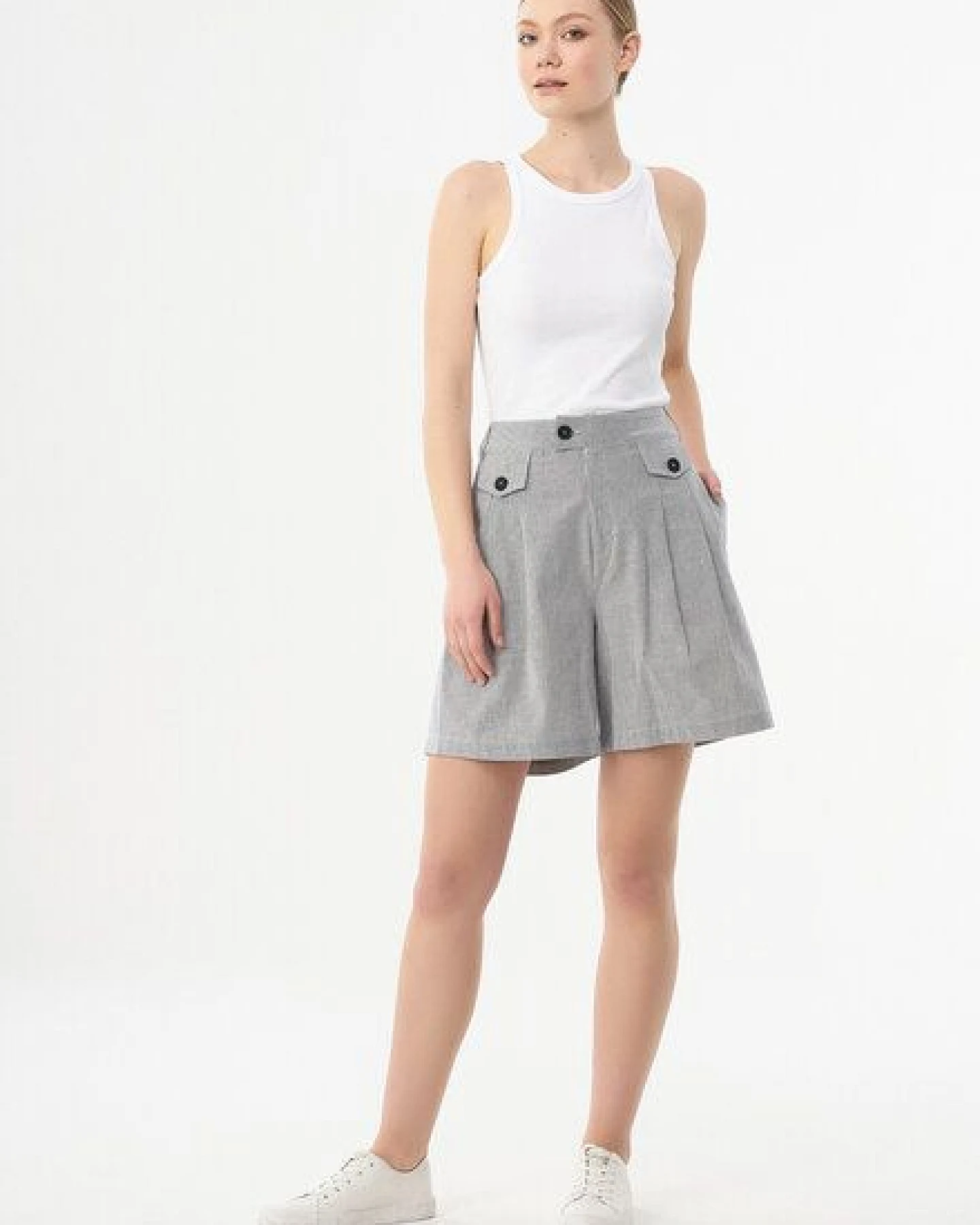 ORGANICATION Shorts aus Bio-Baumwolle mit Streifenmuster – Ansicht 2