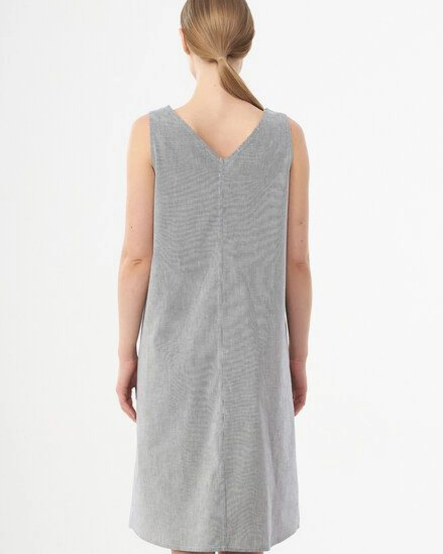 ORGANICATION Geknöpftes Kleid aus Bio-Baumwolle mit Streifenmuster – Ansicht 3