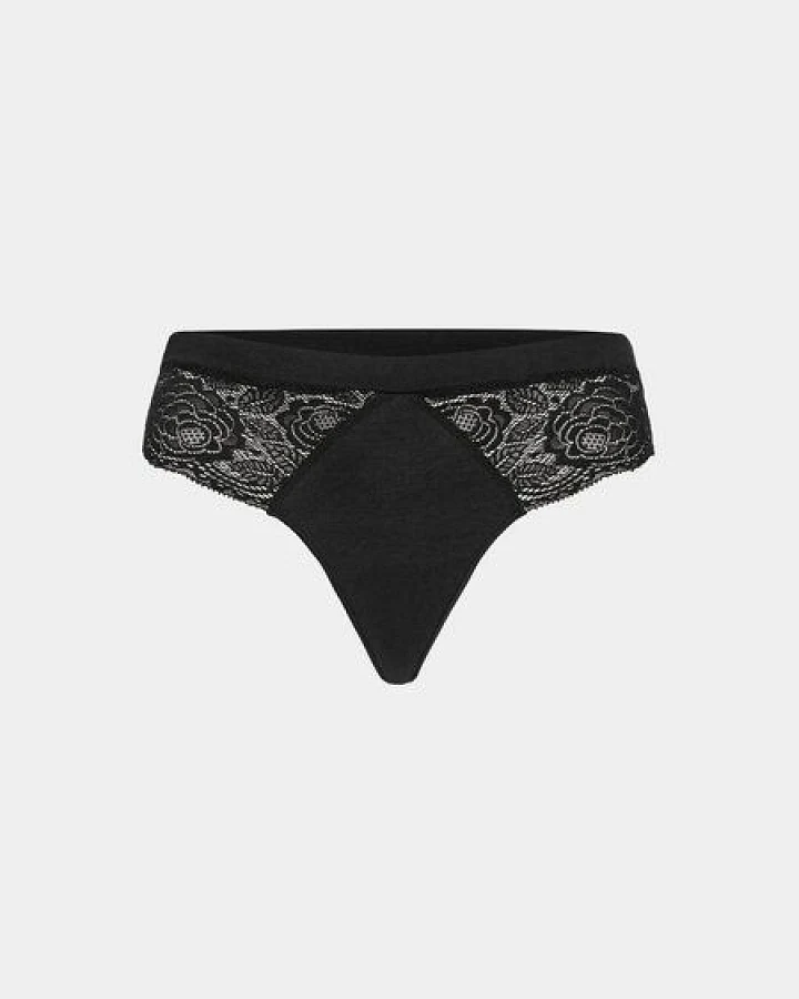 erlich textil Gertrud String mit Spitze und Baumwolle, made in Europe