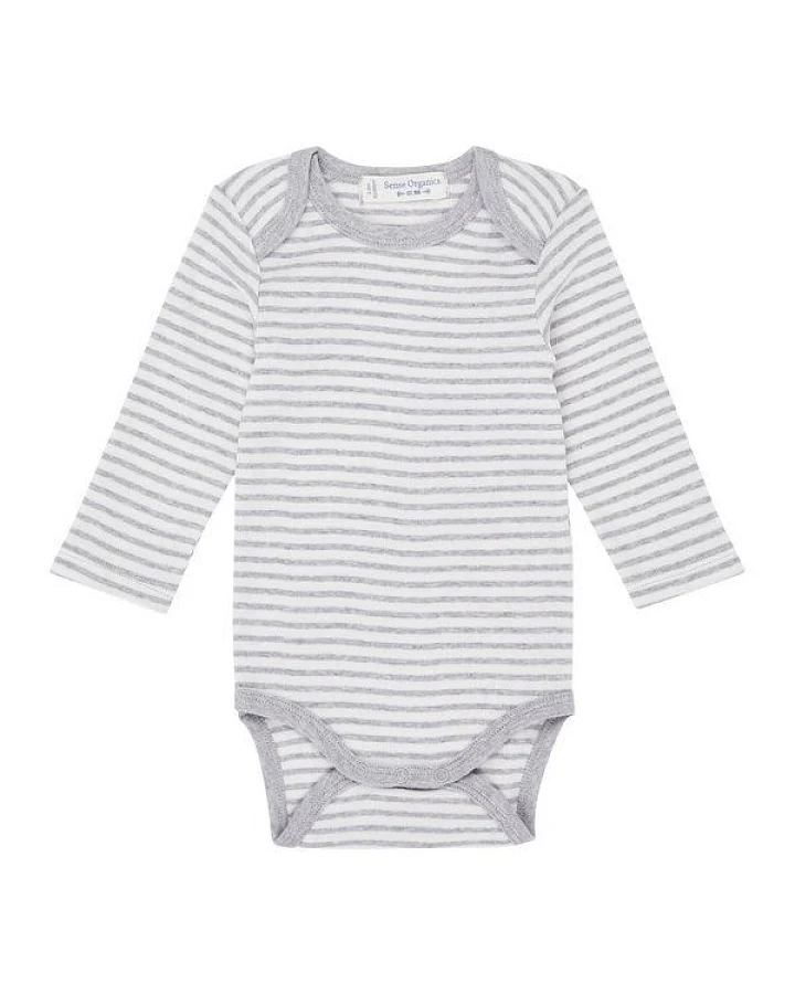 sense-organics Baby- Body Langarm *Yvon* grey- stripes I GOTS & Bio I Sense Organics