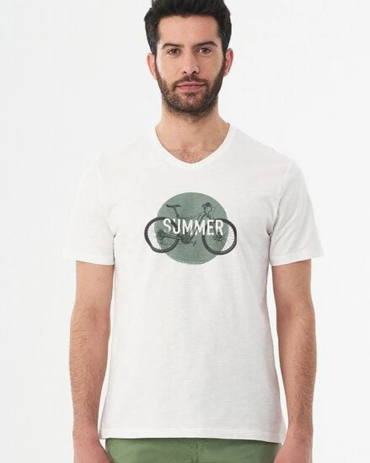 ORGANICATION T-Shirt aus Bio-Baumwolle mit Fahrrad-Print